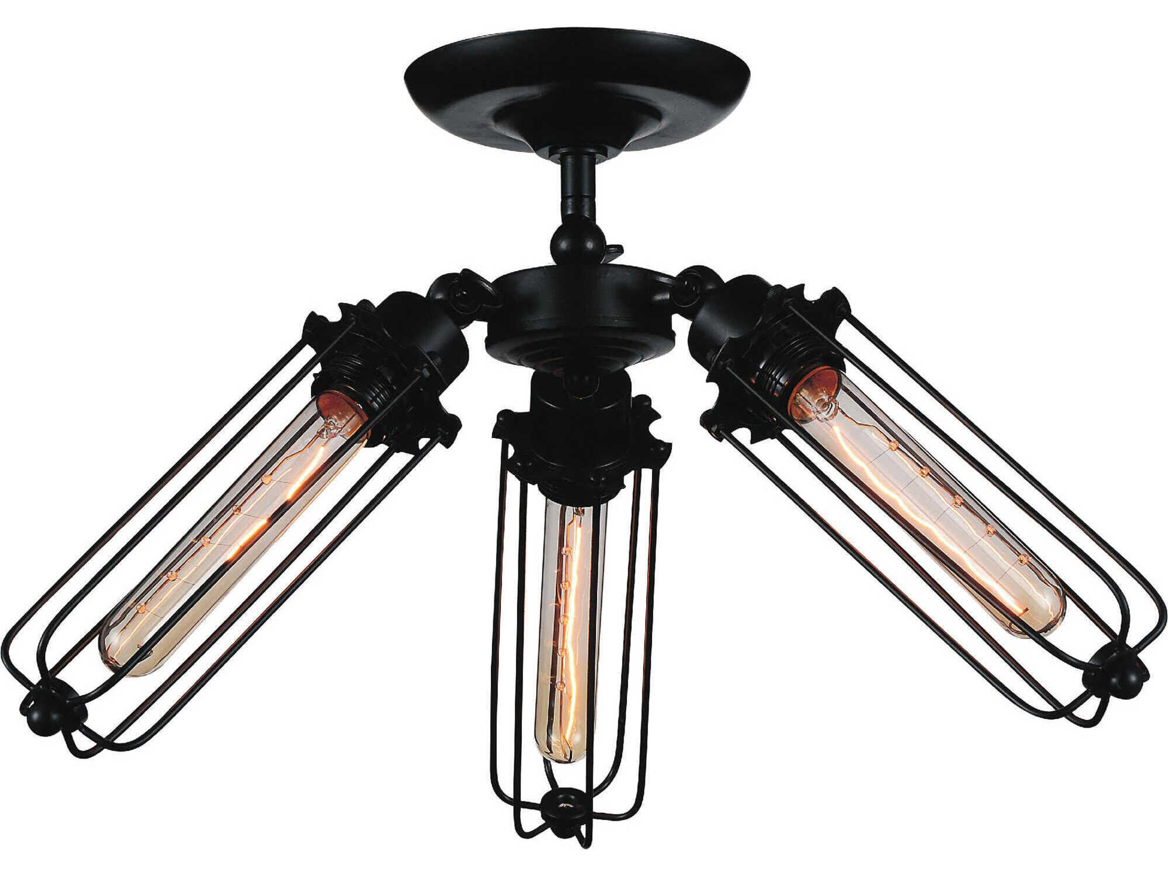 Benji 3-Light Black Cylinder Semi Flush Mount