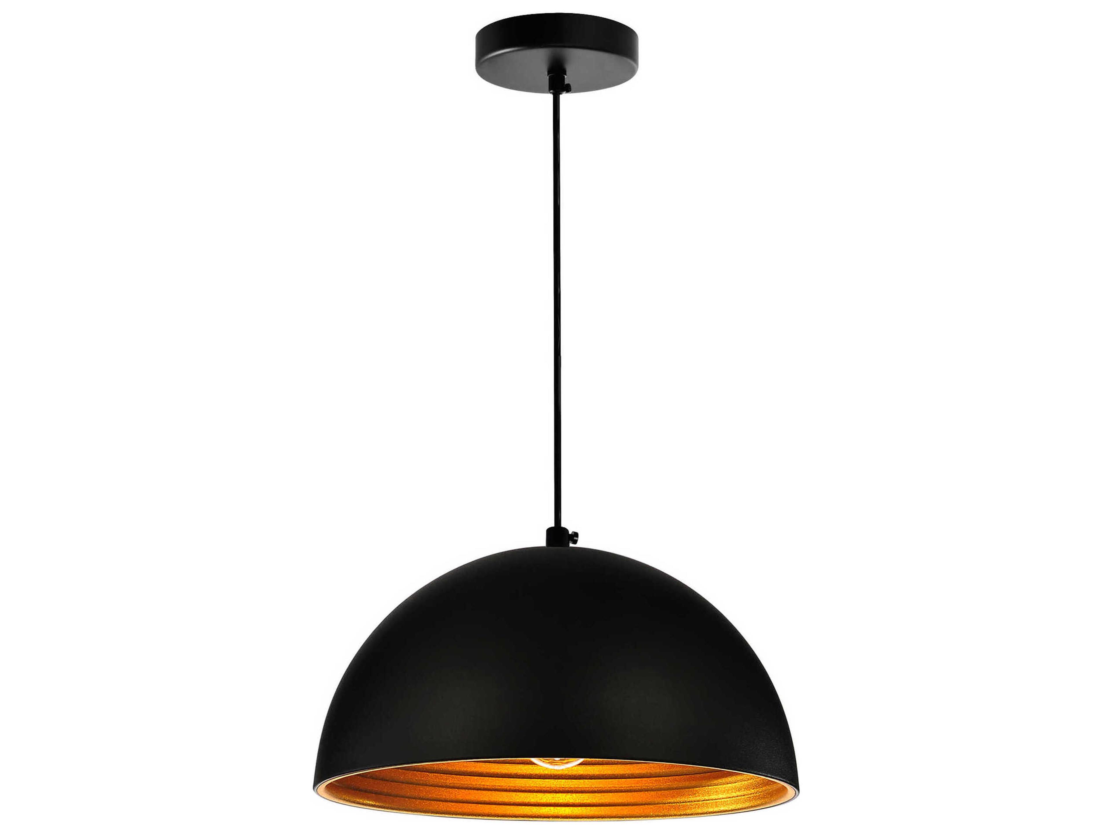 Modest 1-Light Black Dome Mini Pendant