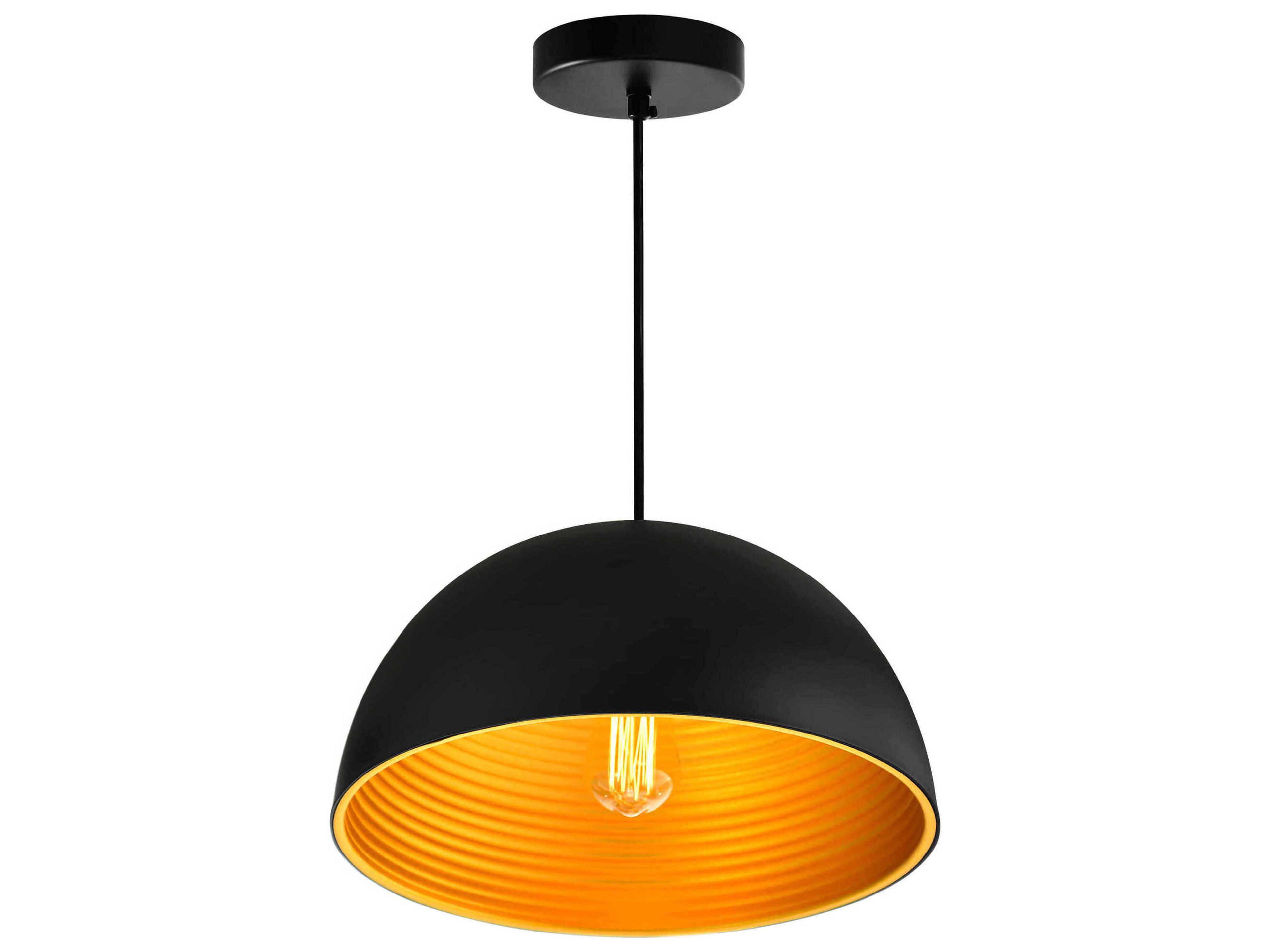 CWI Lighting Modest 1-Light Black Dome Pendant