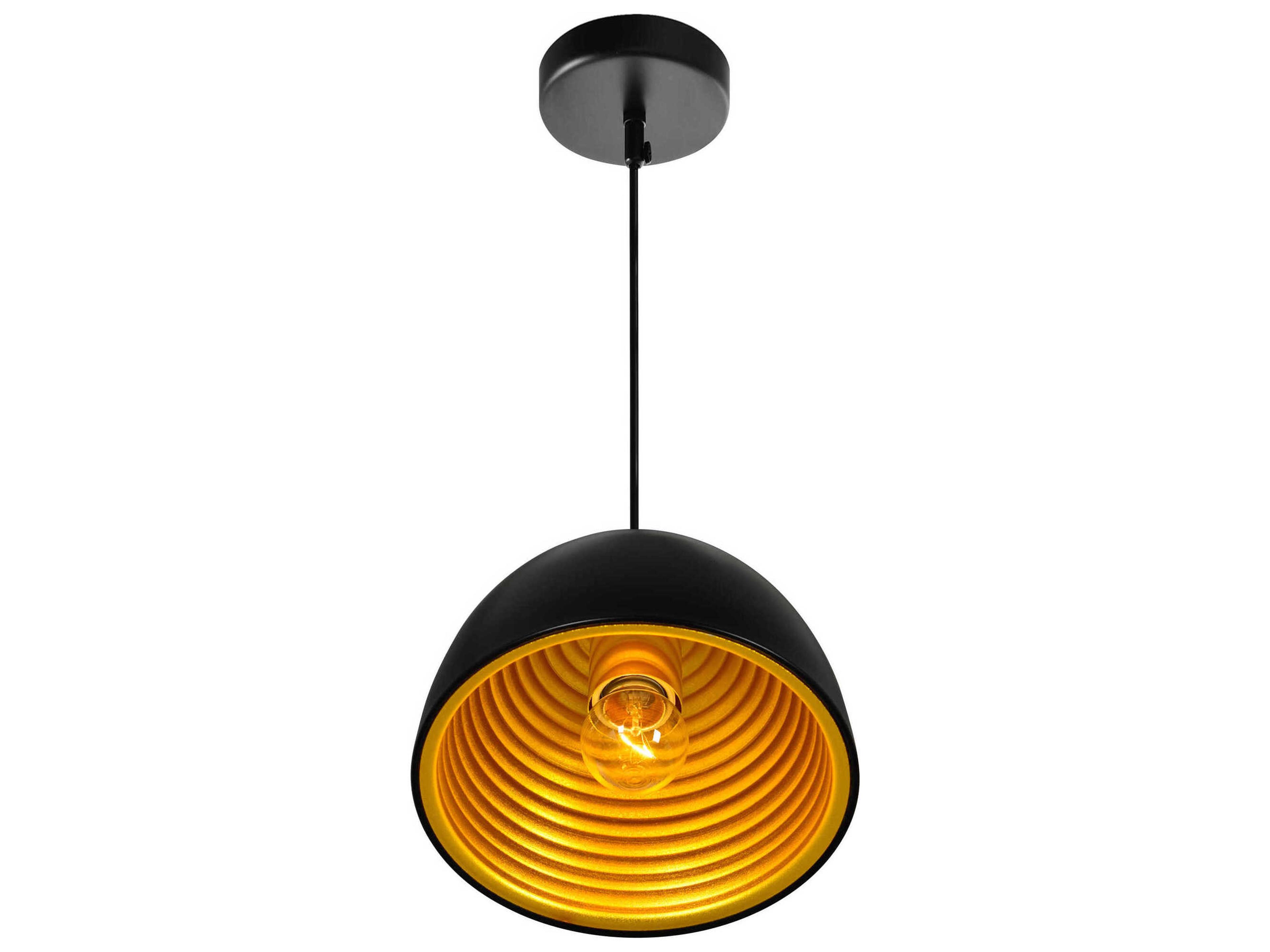 CWI Lighting Modest 1-Light Black Dome Mini Pendant