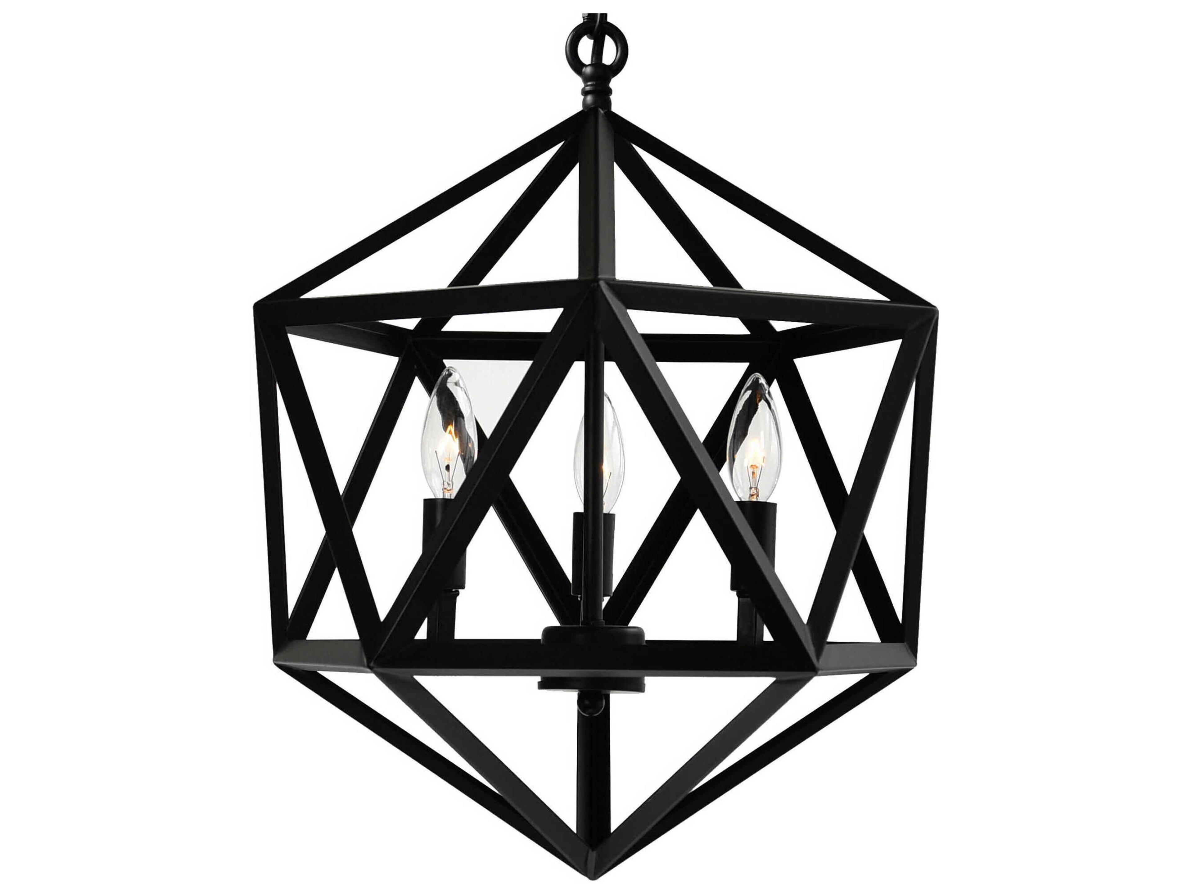 CWI Lighting Amazon 3-Light Black Geometric Pendant