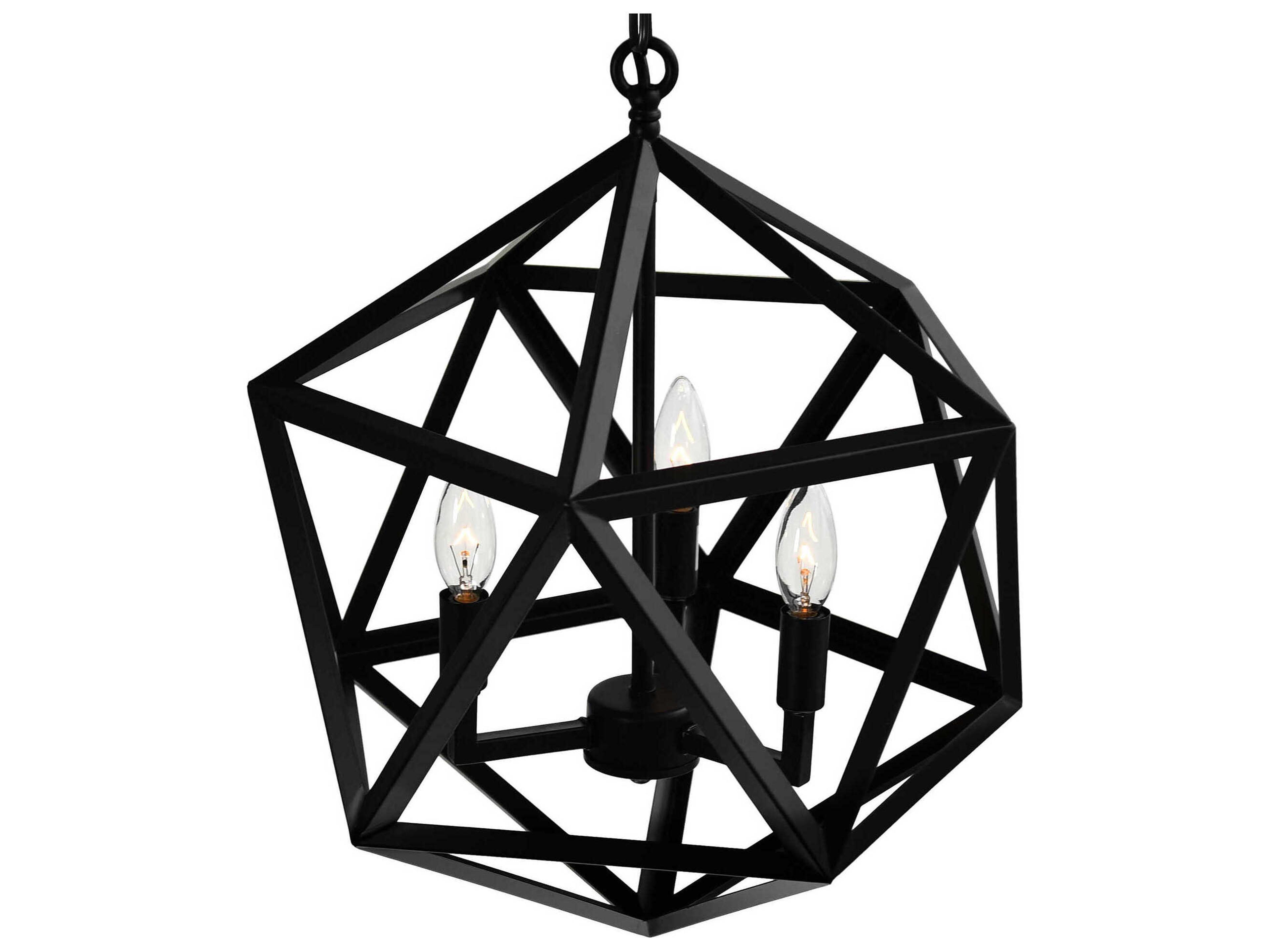 CWI Lighting Amazon 3-Light Black Geometric Pendant