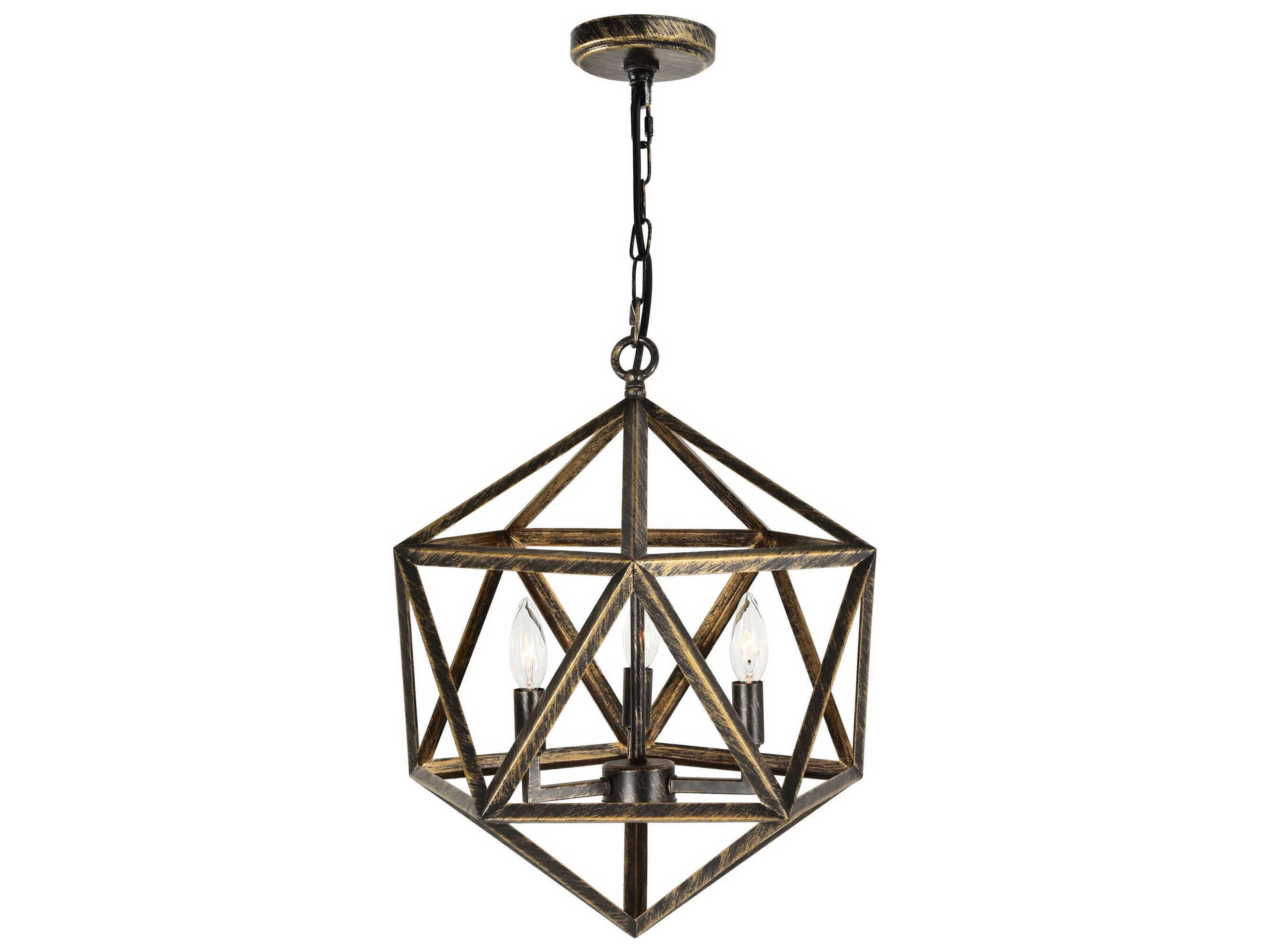 Amazon 3-Light Antique Forged Copper Geometric Pendant