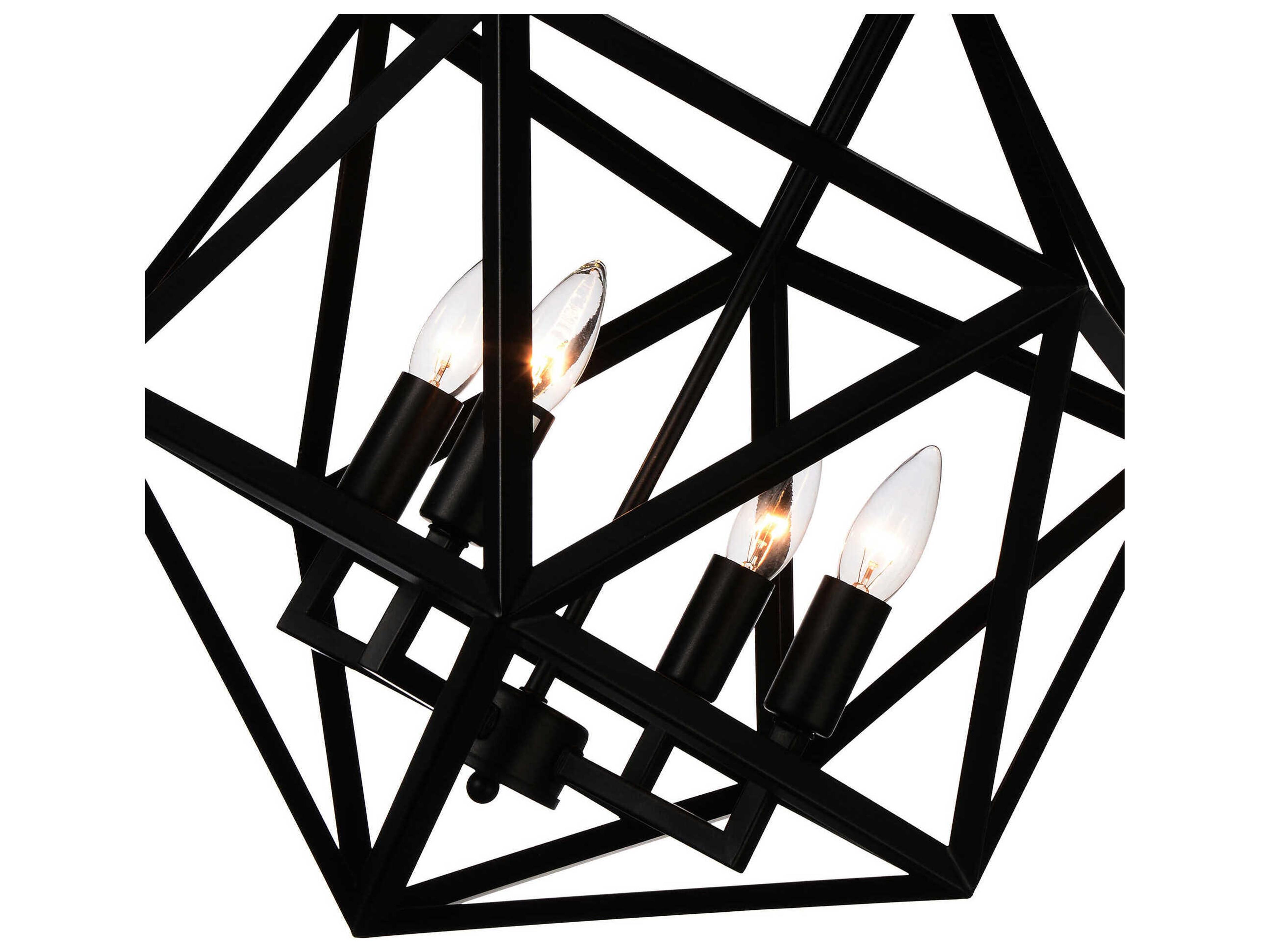CWI Lighting Amazon 4-Light Black Geometric Pendant
