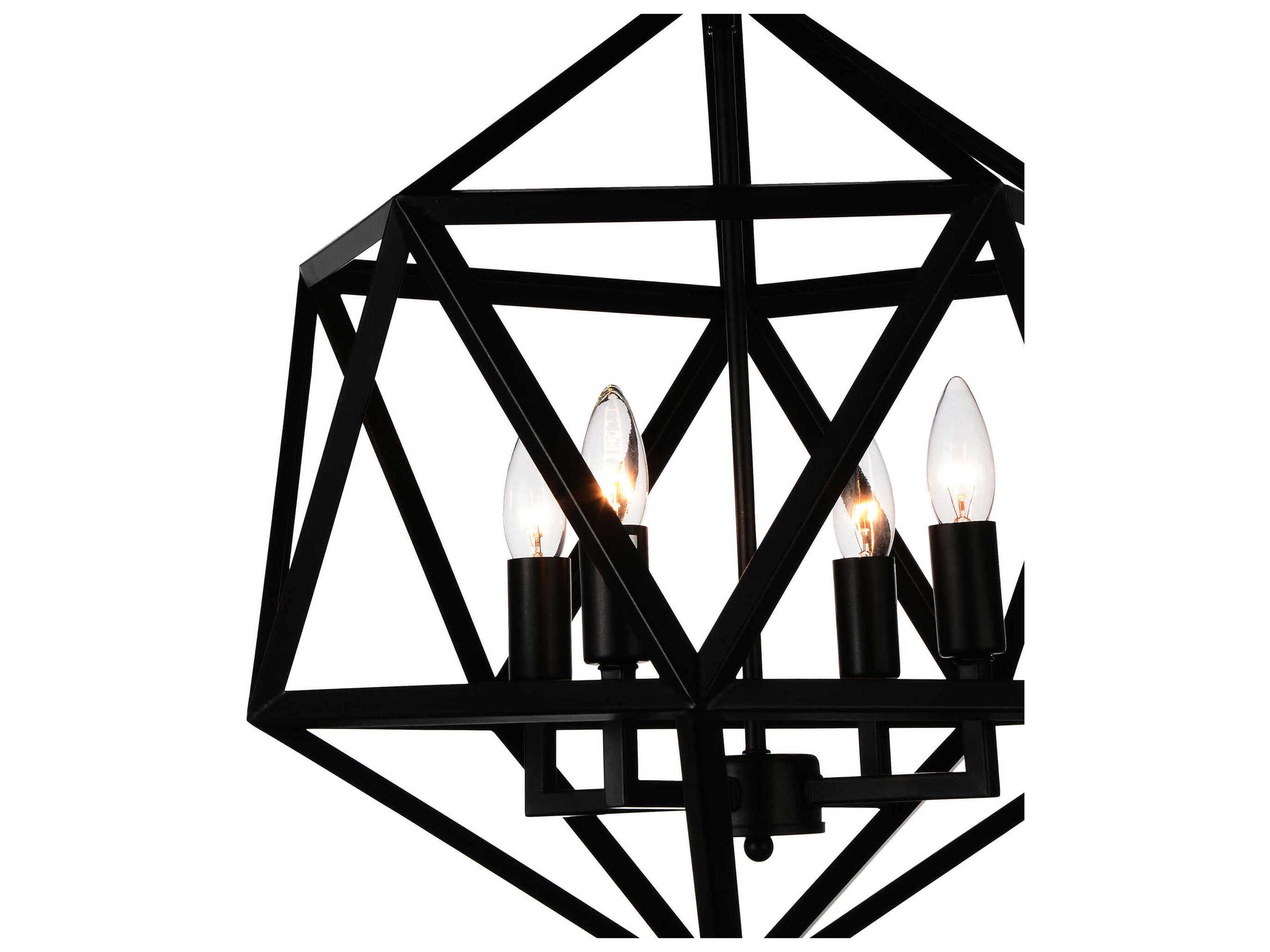 CWI Lighting Amazon 4-Light Black Geometric Pendant