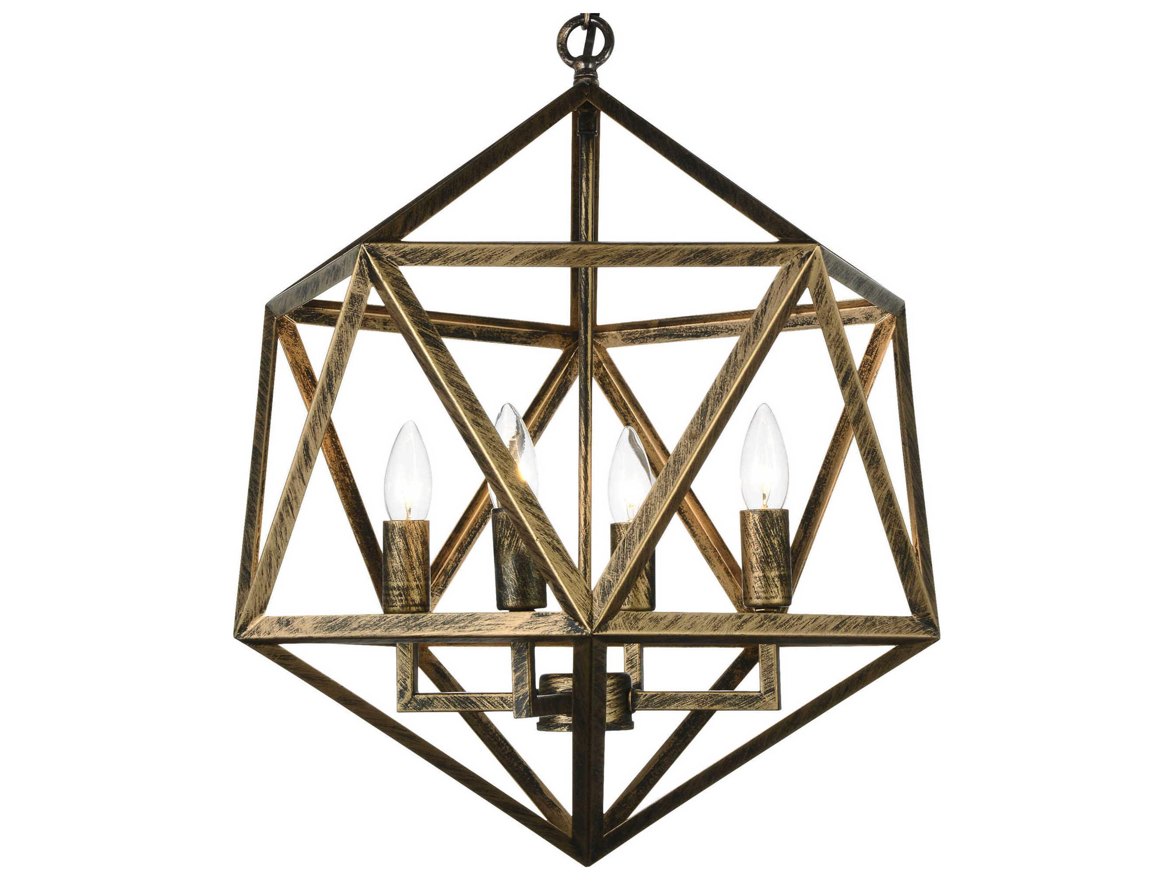 CWI Lighting Amazon 4-Light Antique Forged Copper Geometric Pendant
