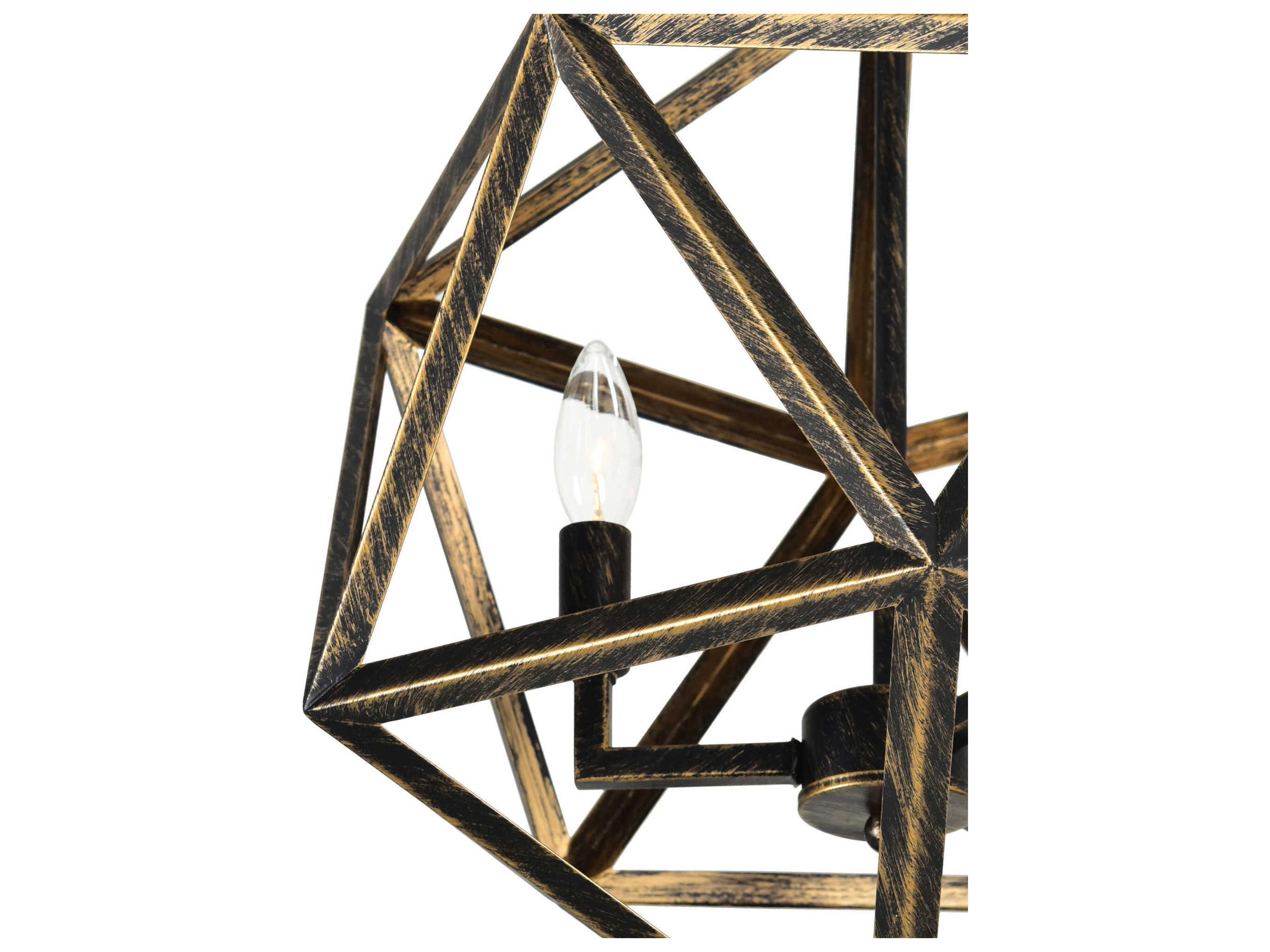 CWI Lighting Amazon 4-Light Antique Forged Copper Geometric Pendant