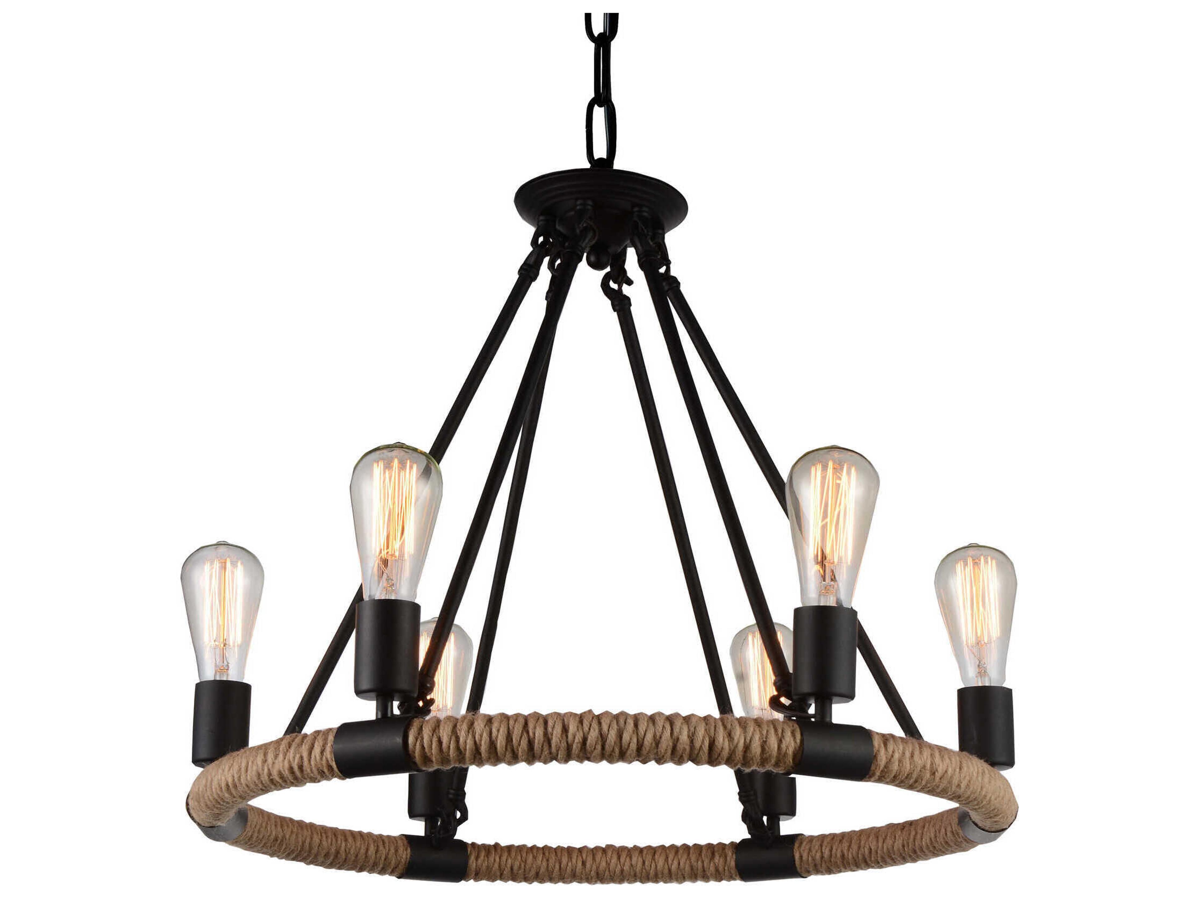 CWI Lighting Ganges 6-Light Black Pendant
