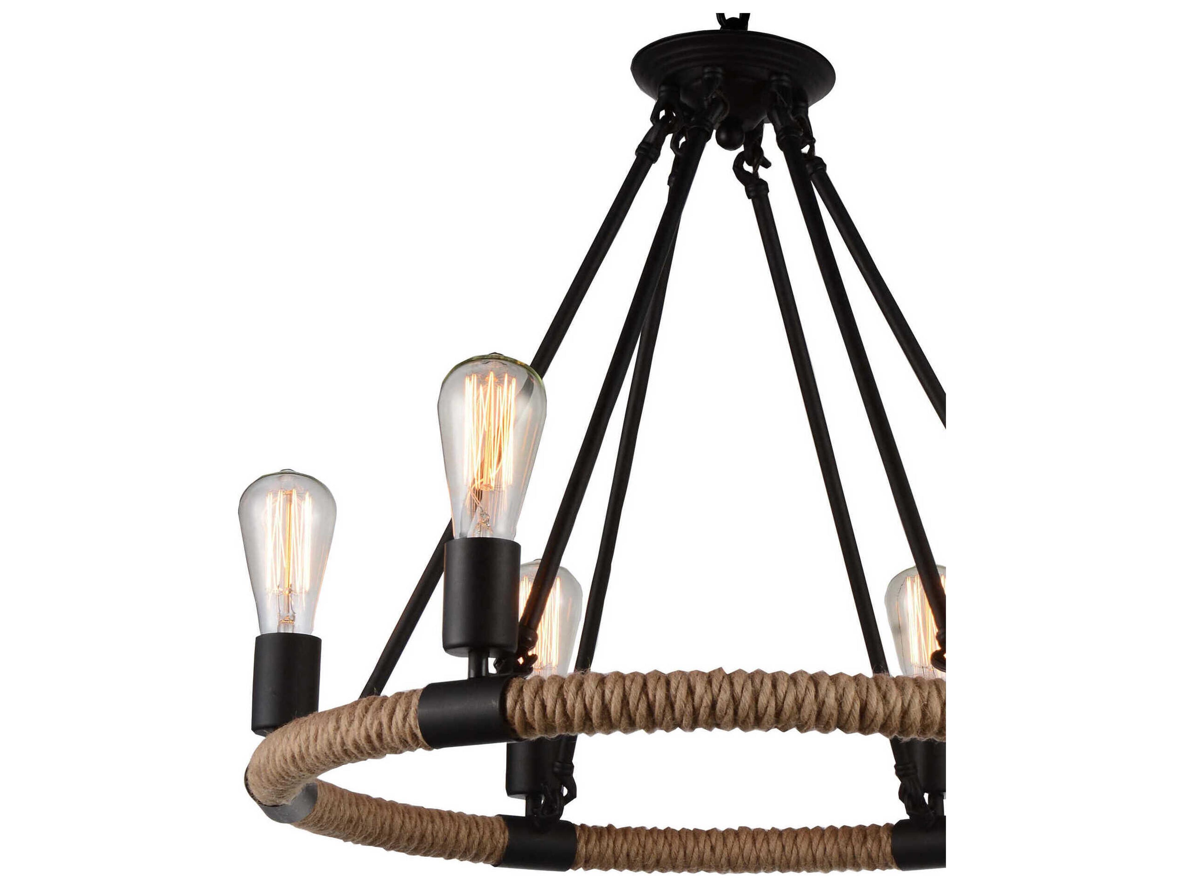 CWI Lighting Ganges 6-Light Black Pendant