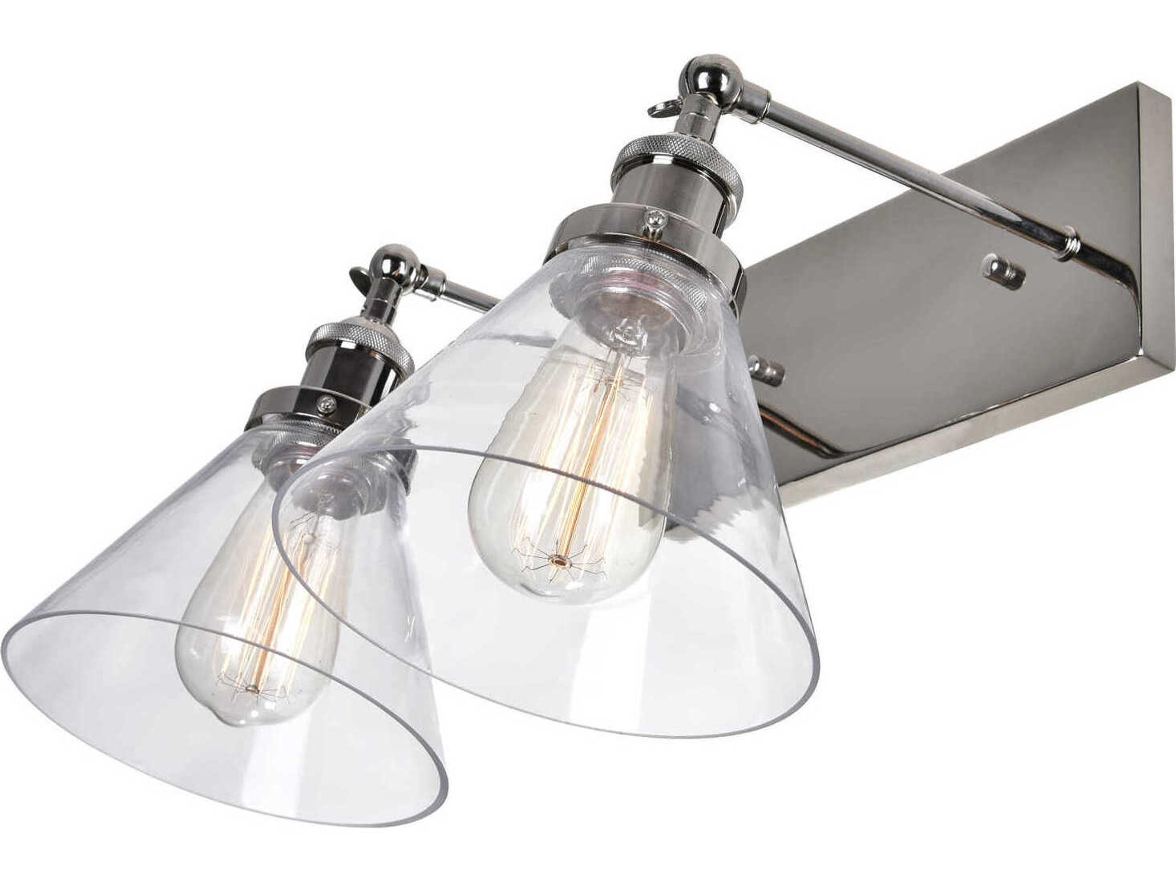 CWI Lighting Eustis 2-Light Polished Nickel Vanity Light