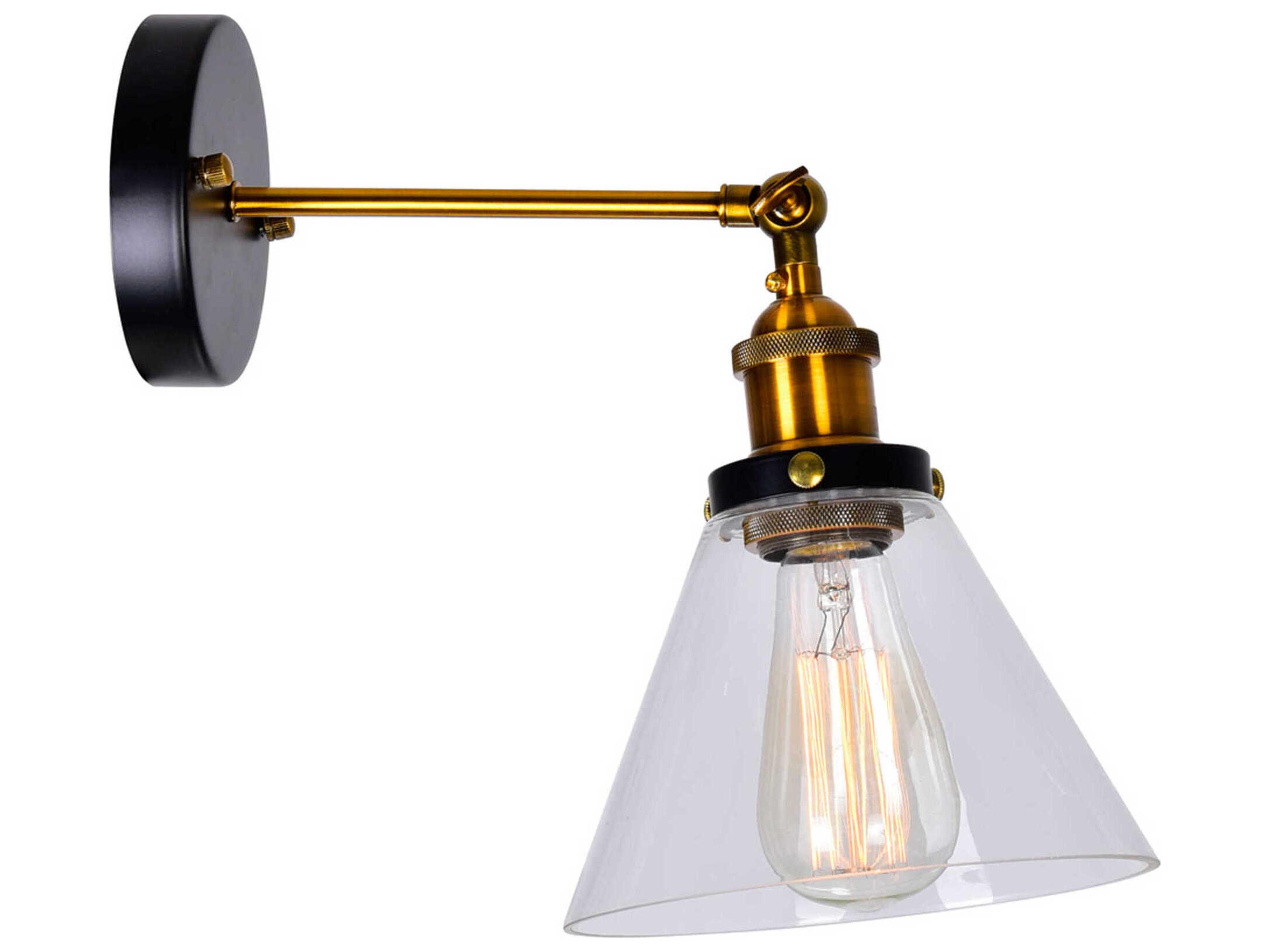 CWI Lighting Eustis 1-Light Black Gold Brass Wall Sconce