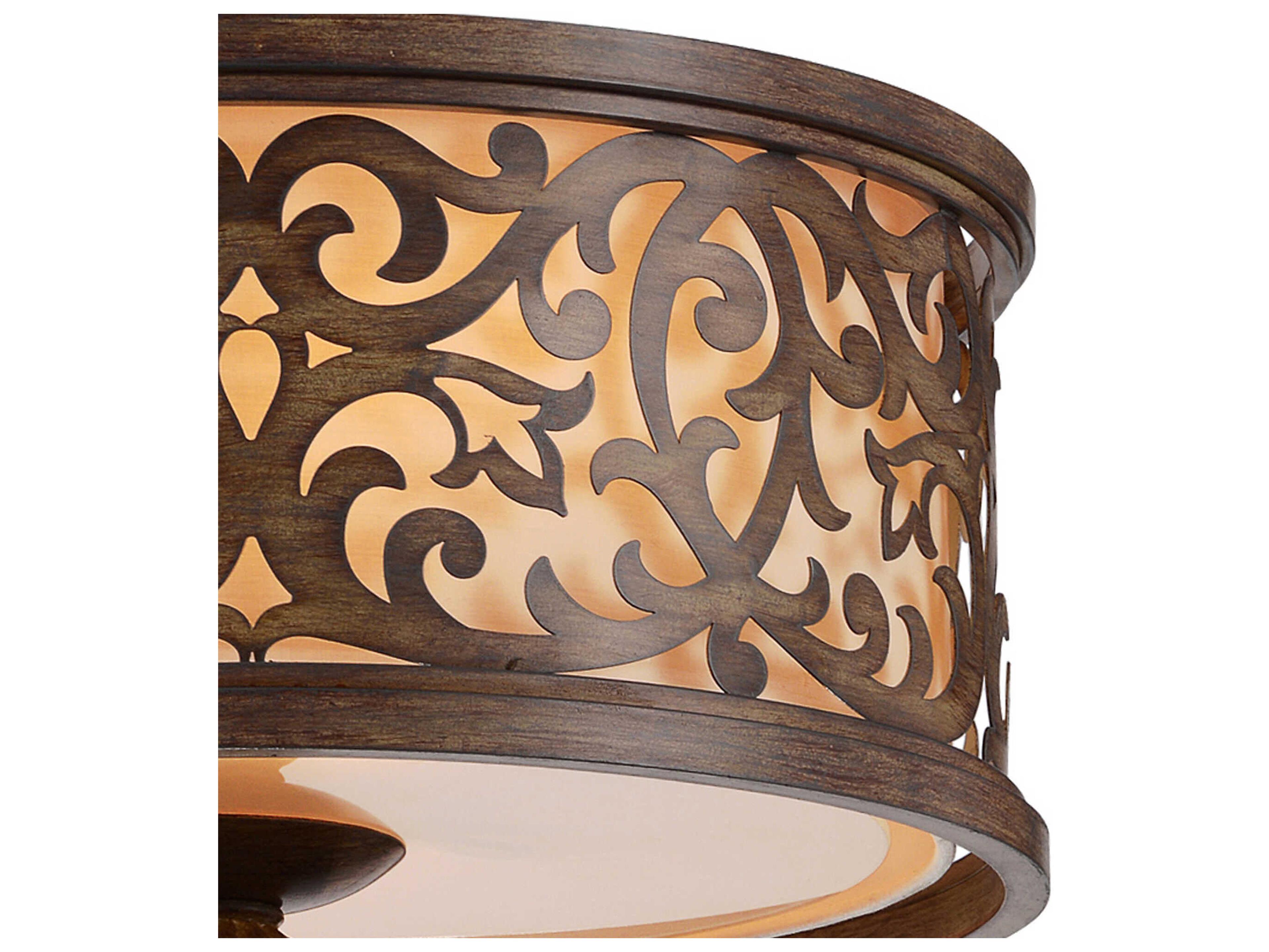 CWI Lighting Nicole 3-Light Brushed Chocolate Brown Traditional Drum Semi Flush Mount