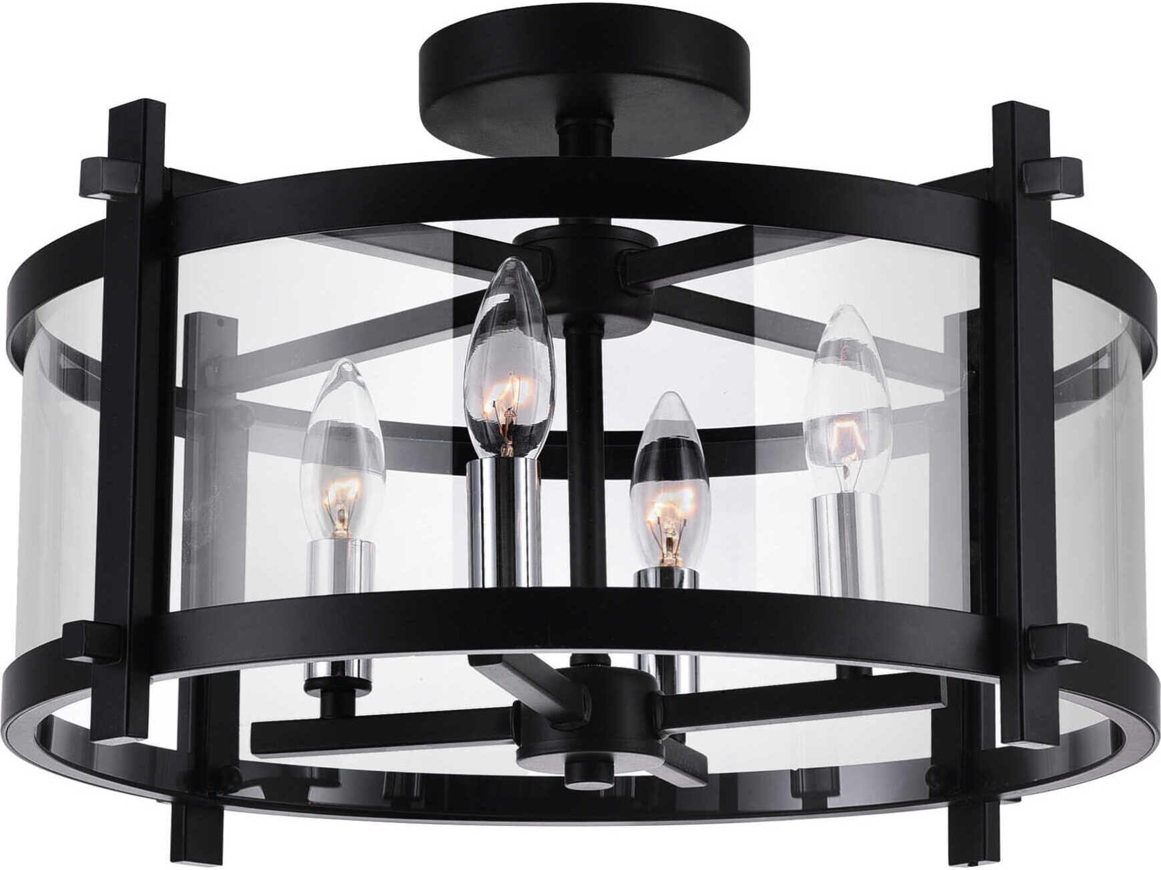 Miette 4-Light Flush Mount Black Cage Light