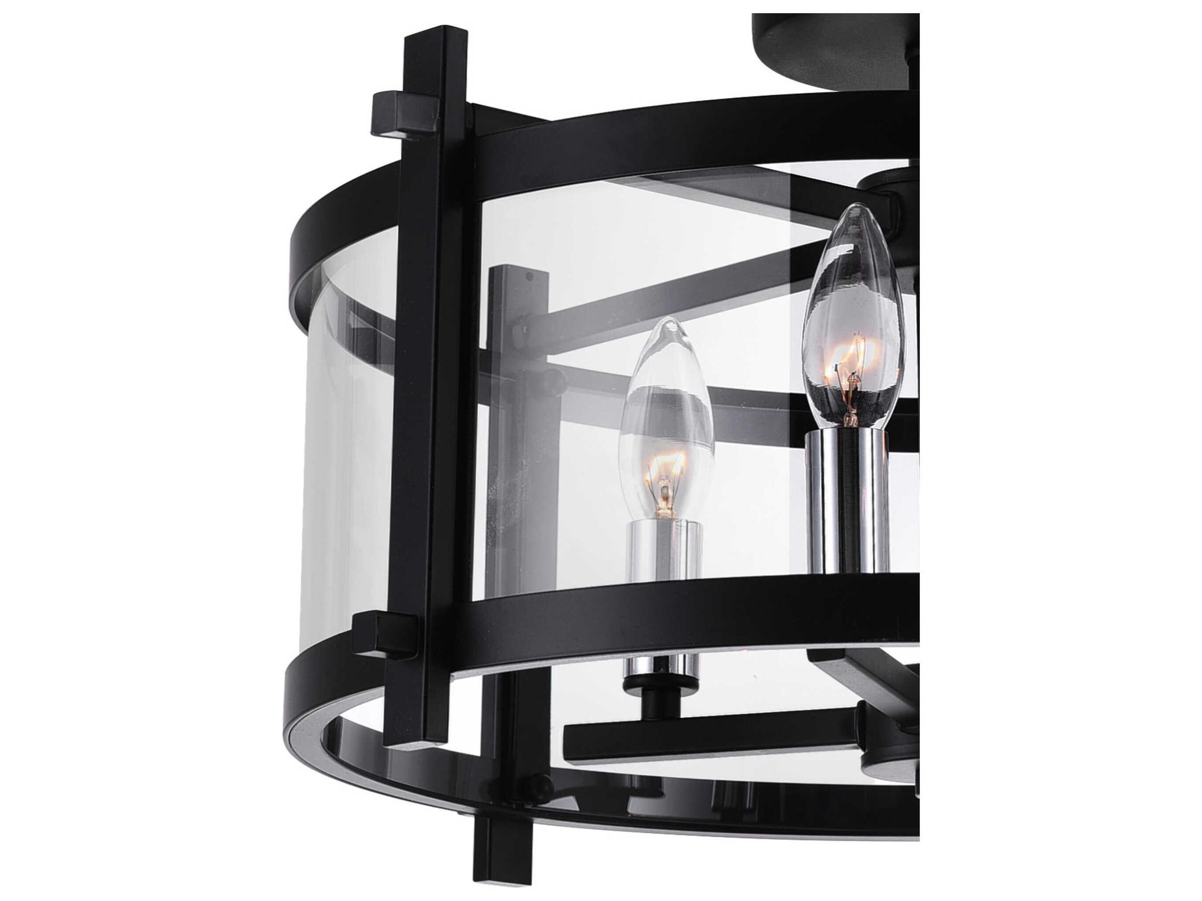 CWI Lighting Miette 4-Light Black Drum Semi Flush Mount