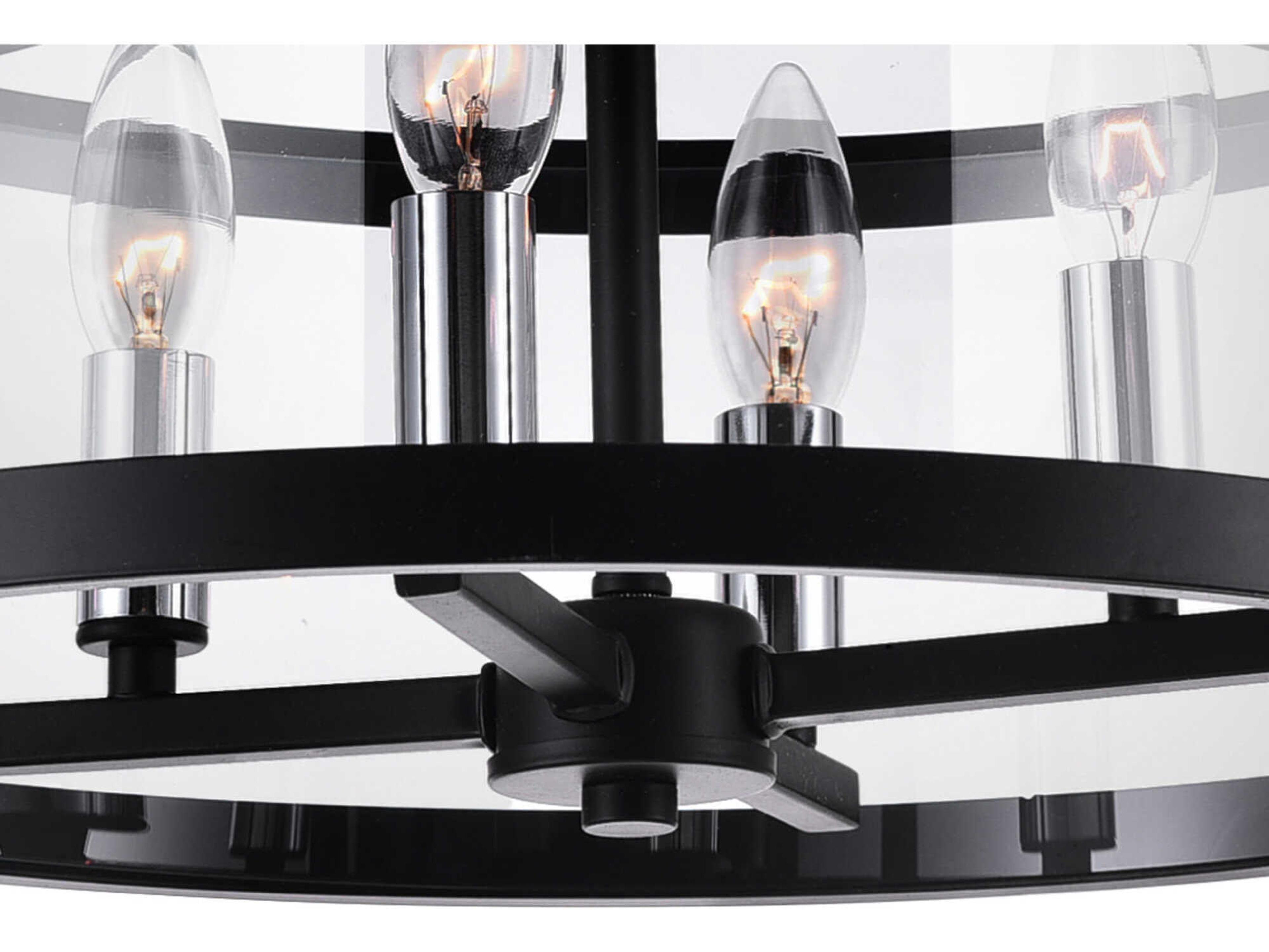 CWI Lighting Miette 4-Light Black Drum Semi Flush Mount