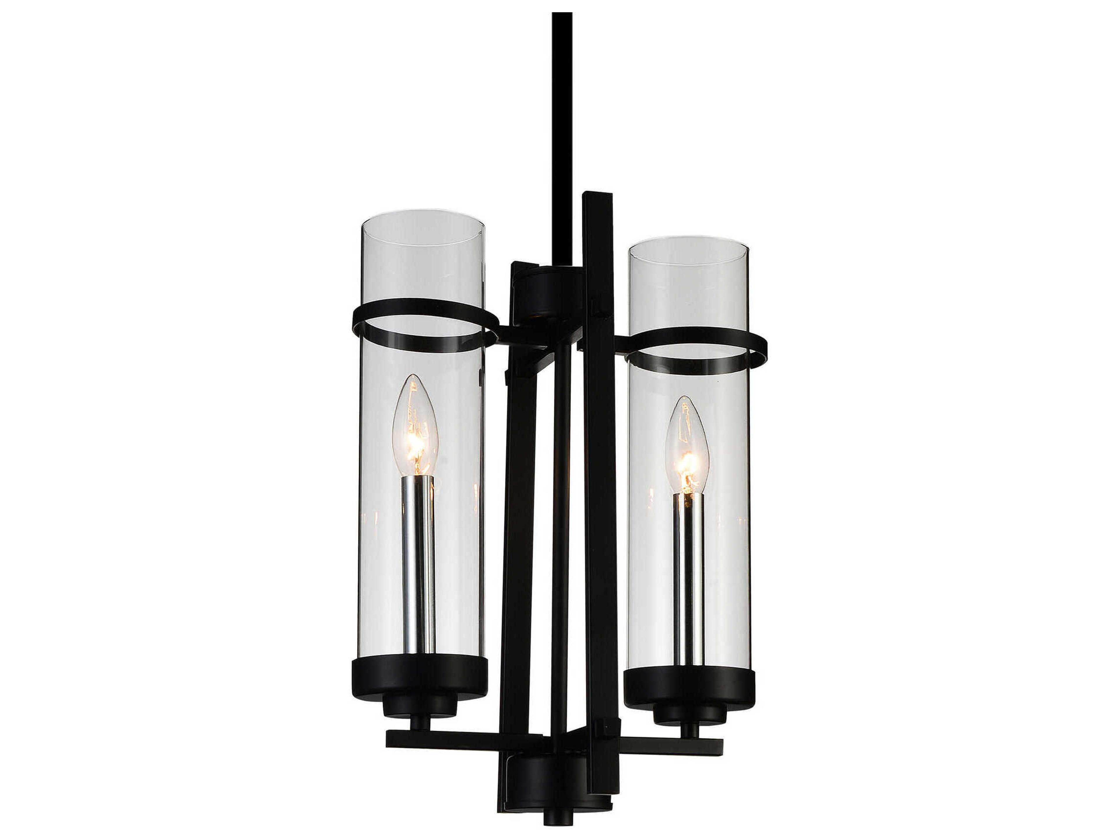 CWI Lighting Sierra 2-Light Black Cylinder Mini Pendant