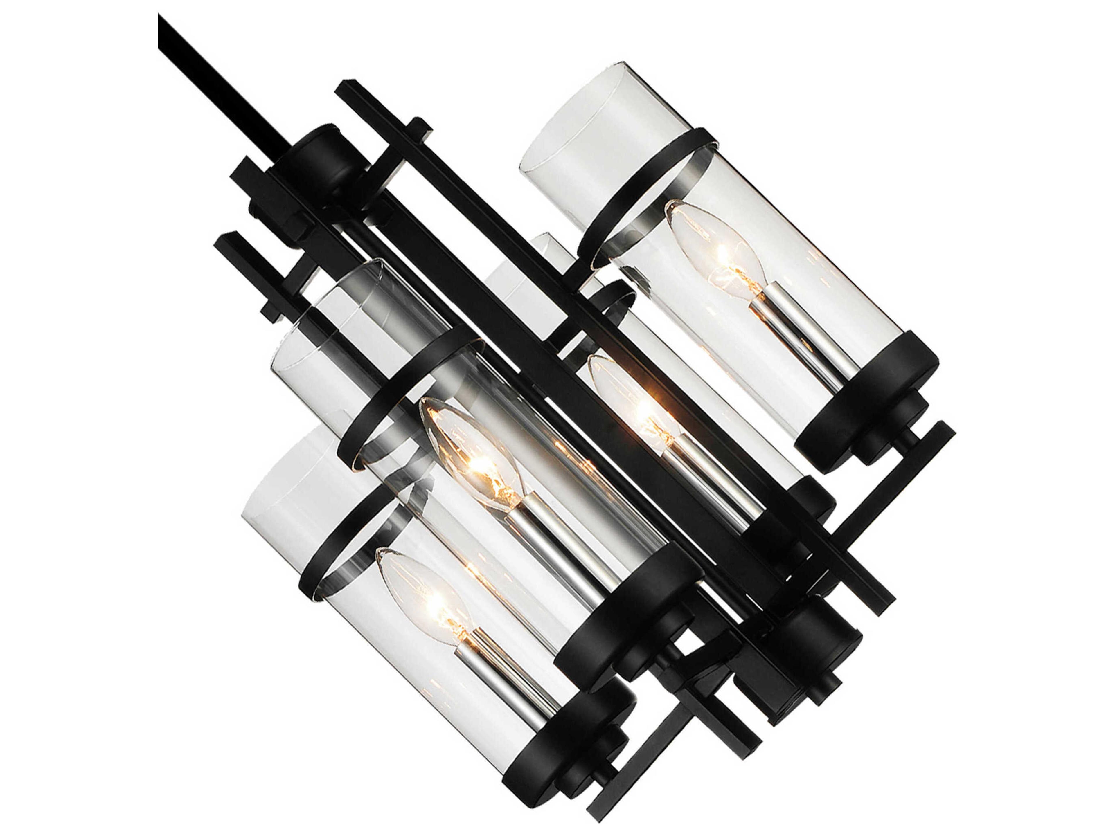CWI Lighting Sierra 4-Light Black Cylinder Pendant