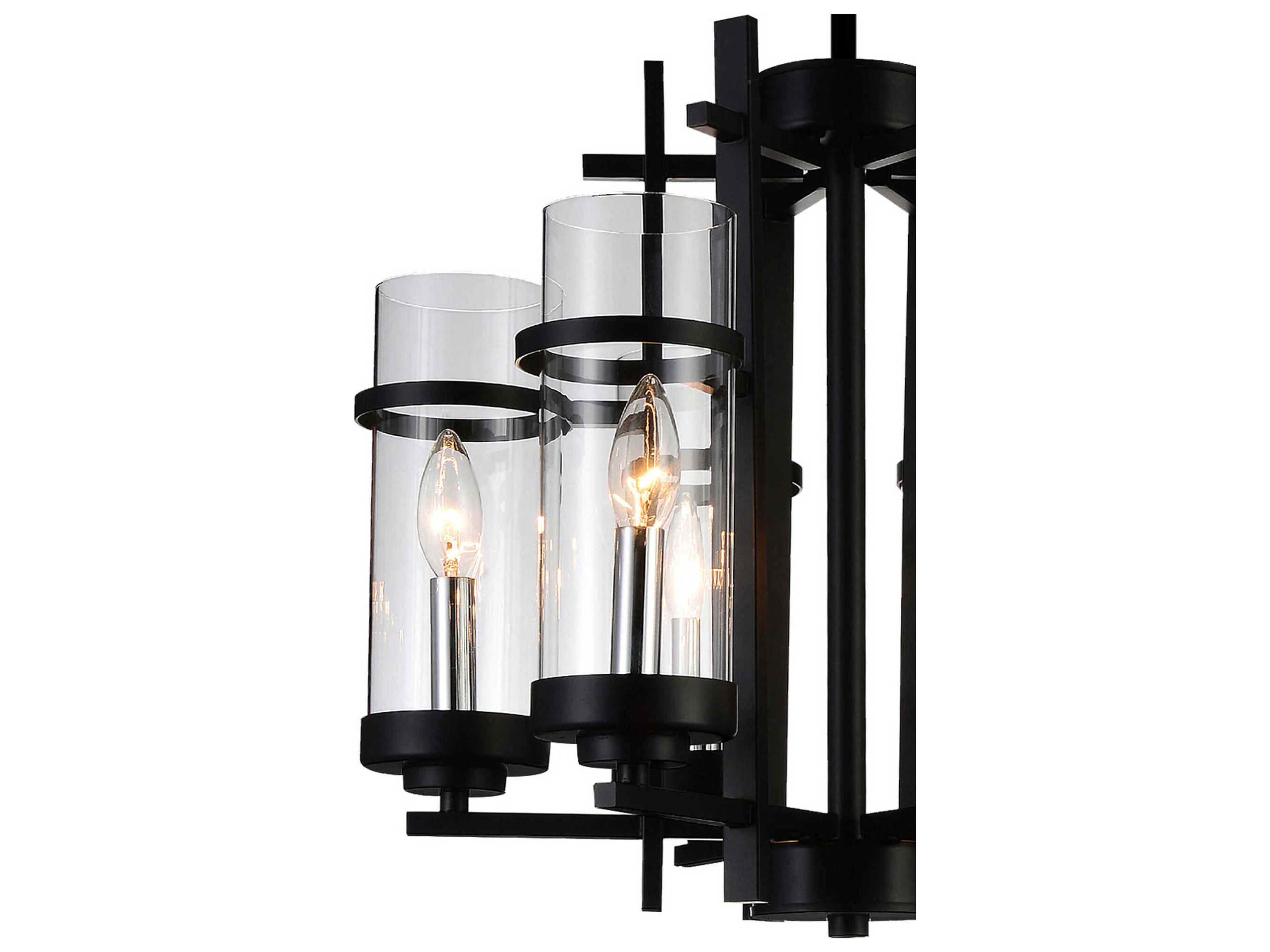 CWI Lighting Sierra 6-Light Black Cylinder Chandelier