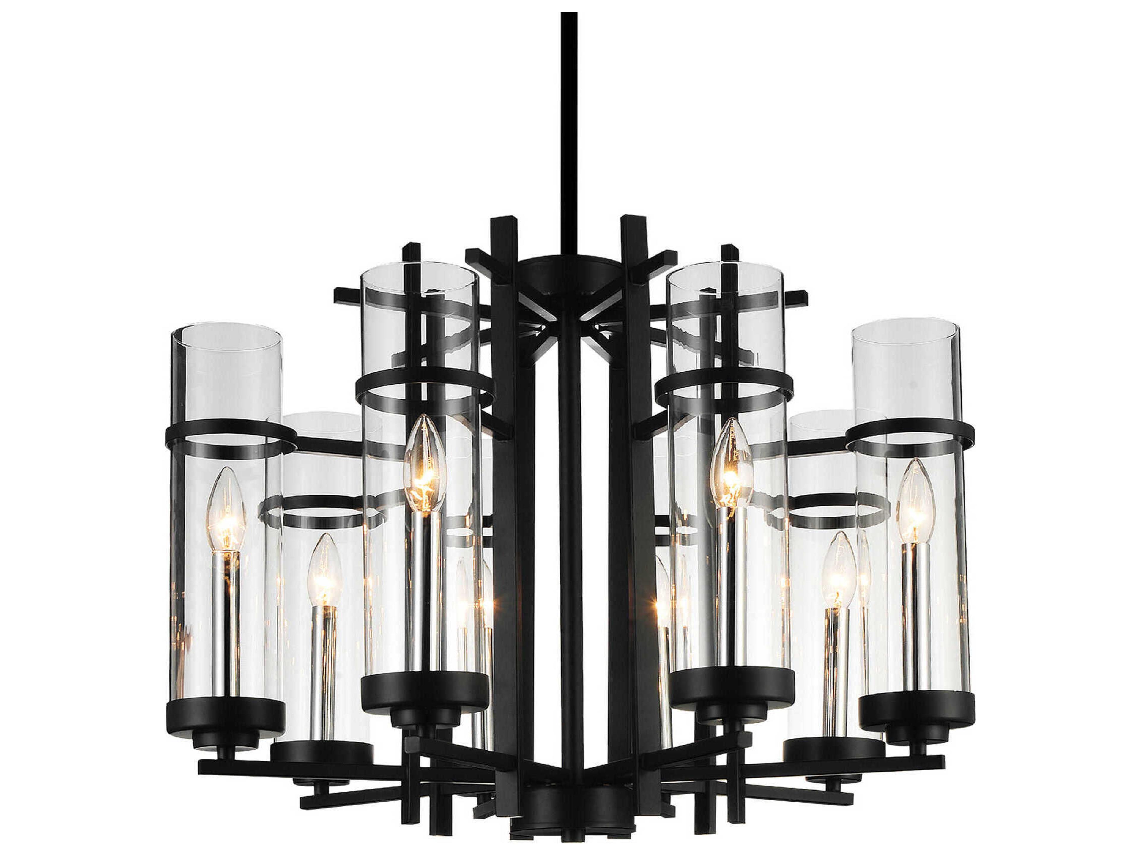 CWI Lighting Sierra 8-Light Black Cylinder Chandelier