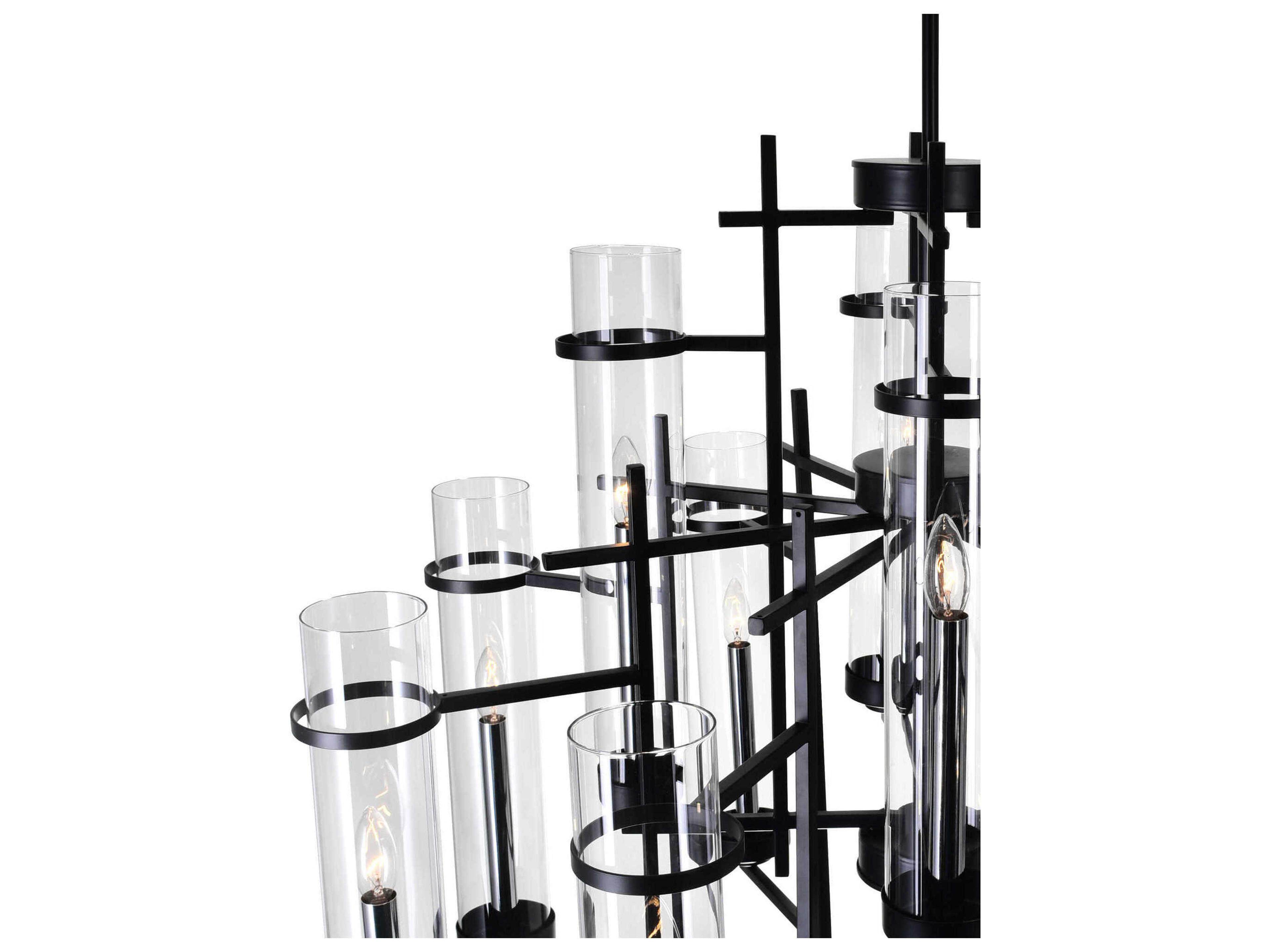 CWI Lighting Sierra 12-Light Black Cylinder Tiered Chandelier