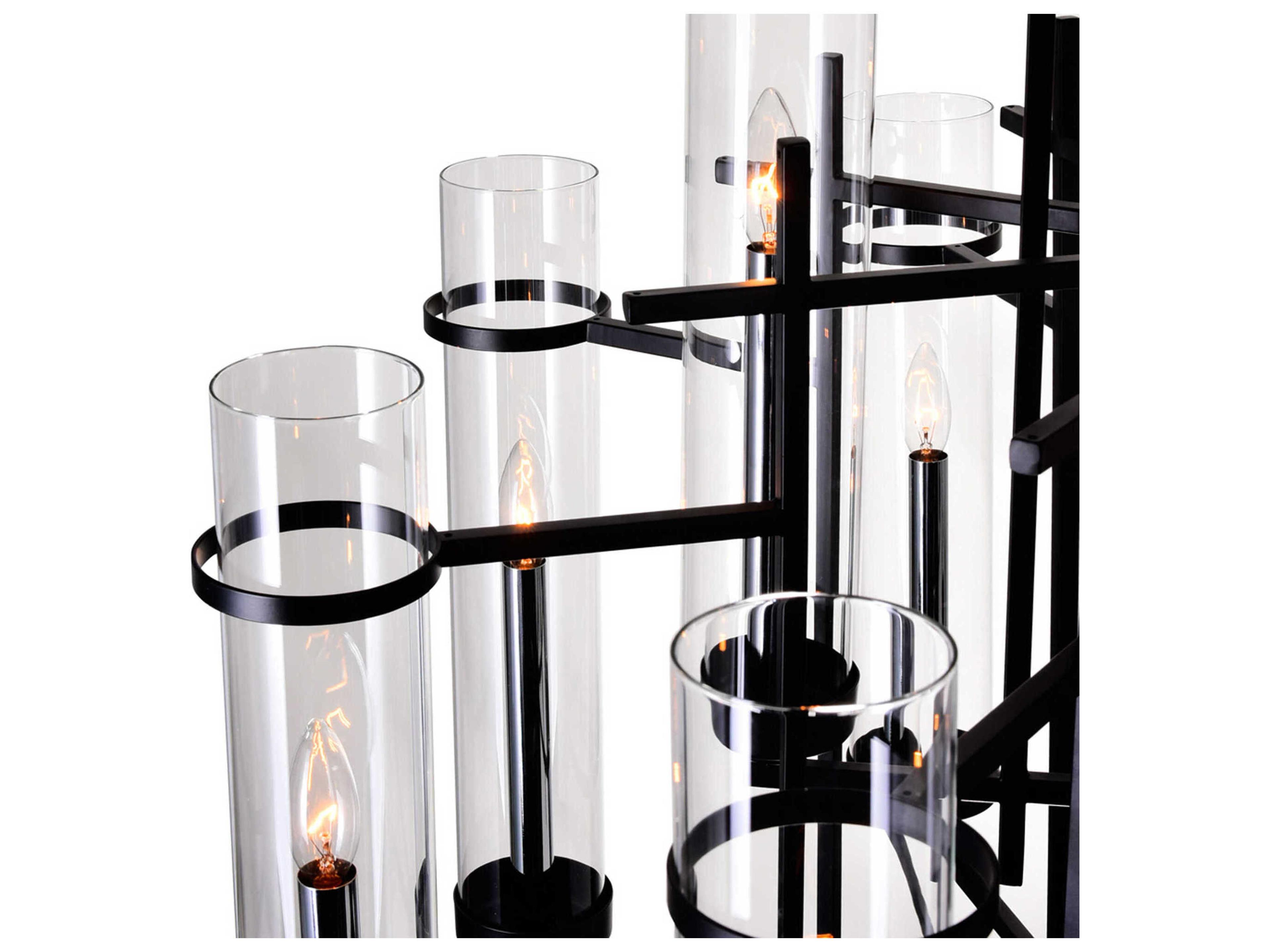 CWI Lighting Sierra 12-Light Black Cylinder Chandelier