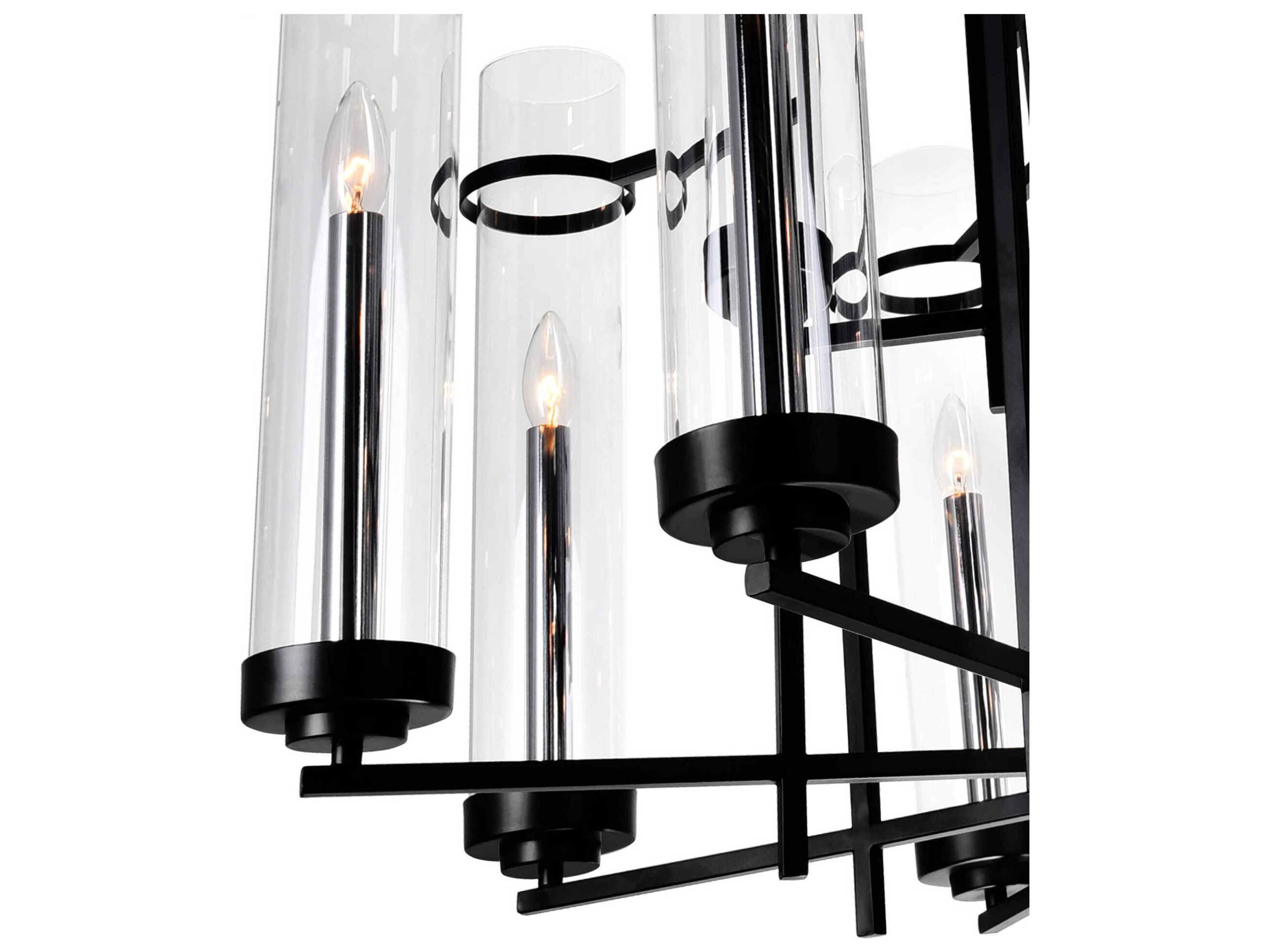 CWI Lighting Sierra 8-Light Black Cylinder Island Pendant