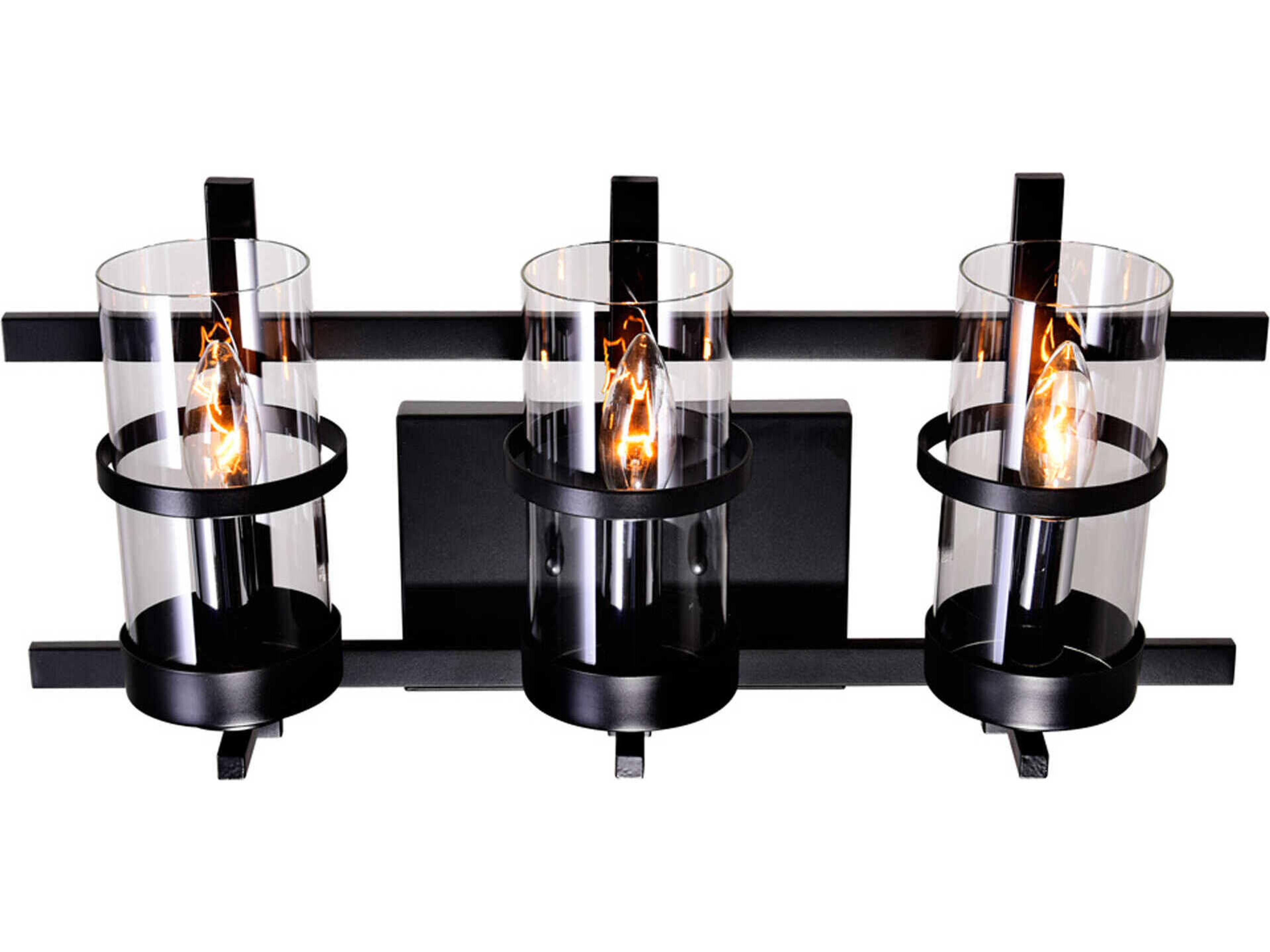 CWI Lighting Sierra 3-Light Black Vanity Light