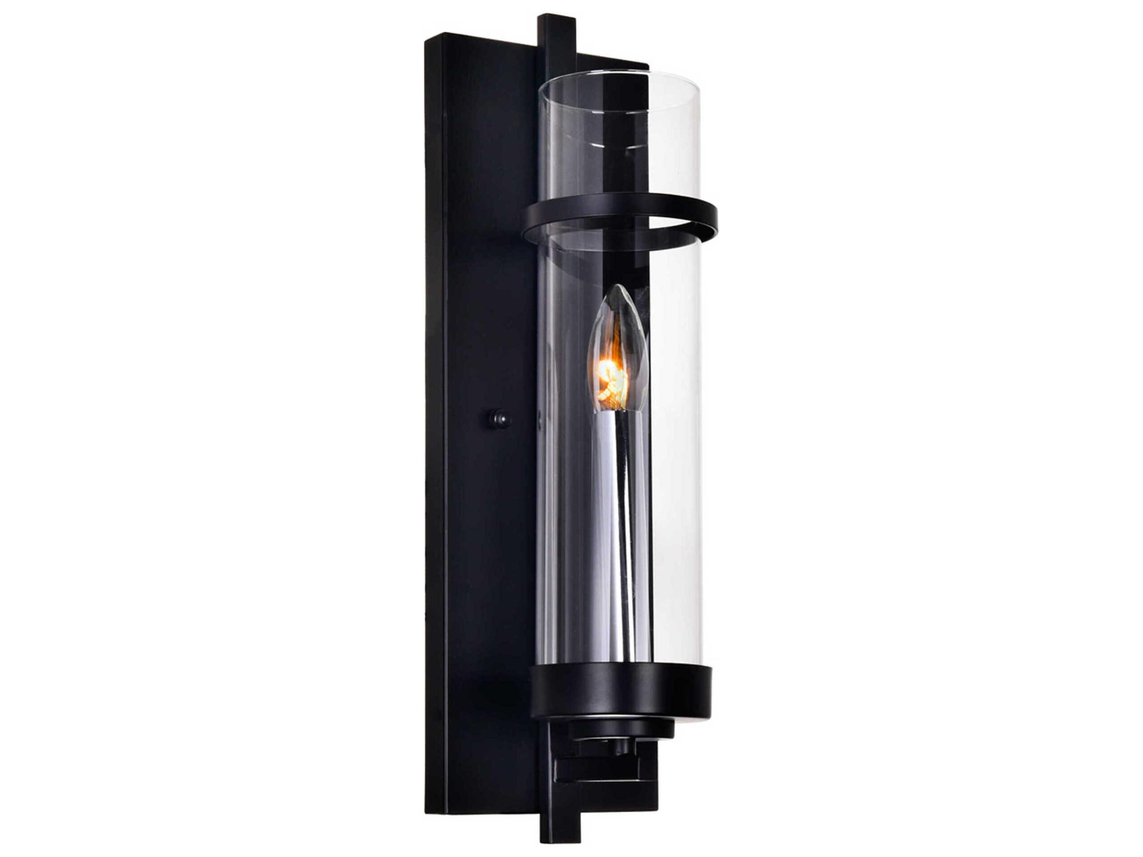 Sierra Wall Sconce in Black with Clear Glass