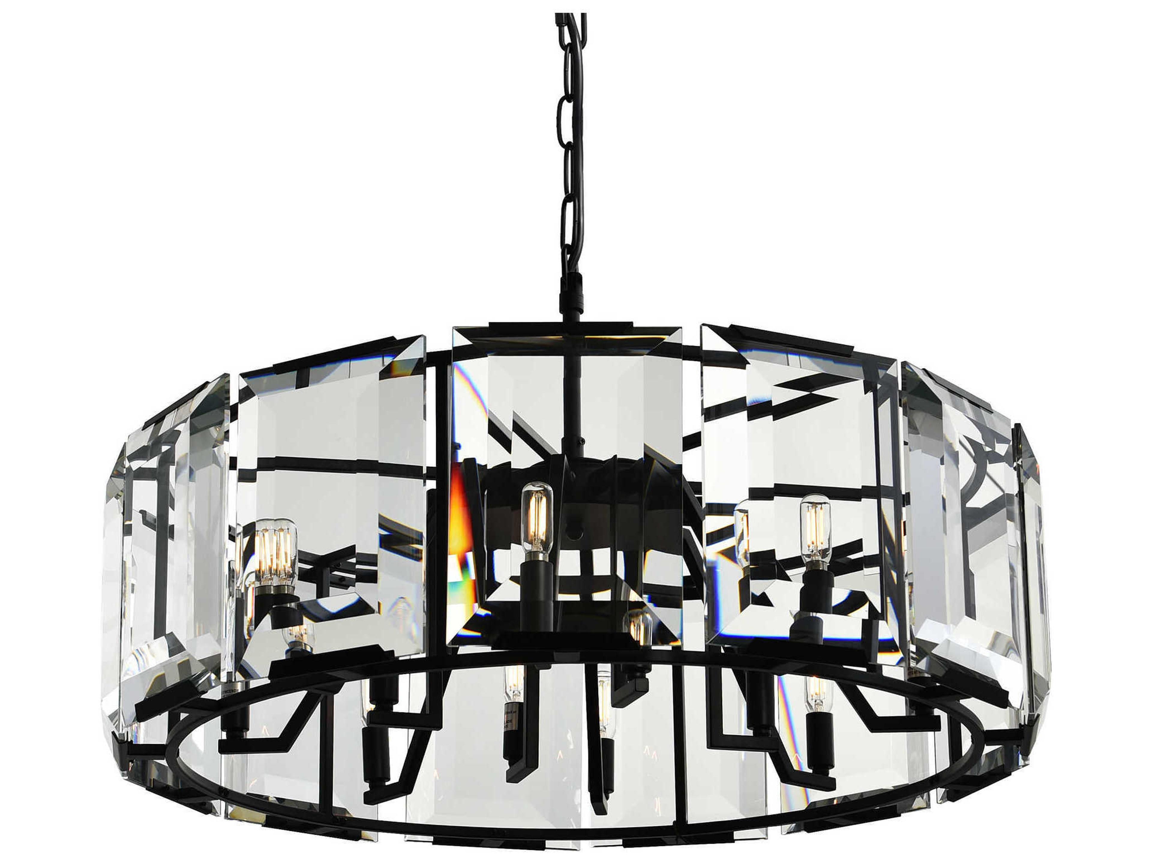 CWI Lighting Jacquet 12-Light Black Drum Chandelier