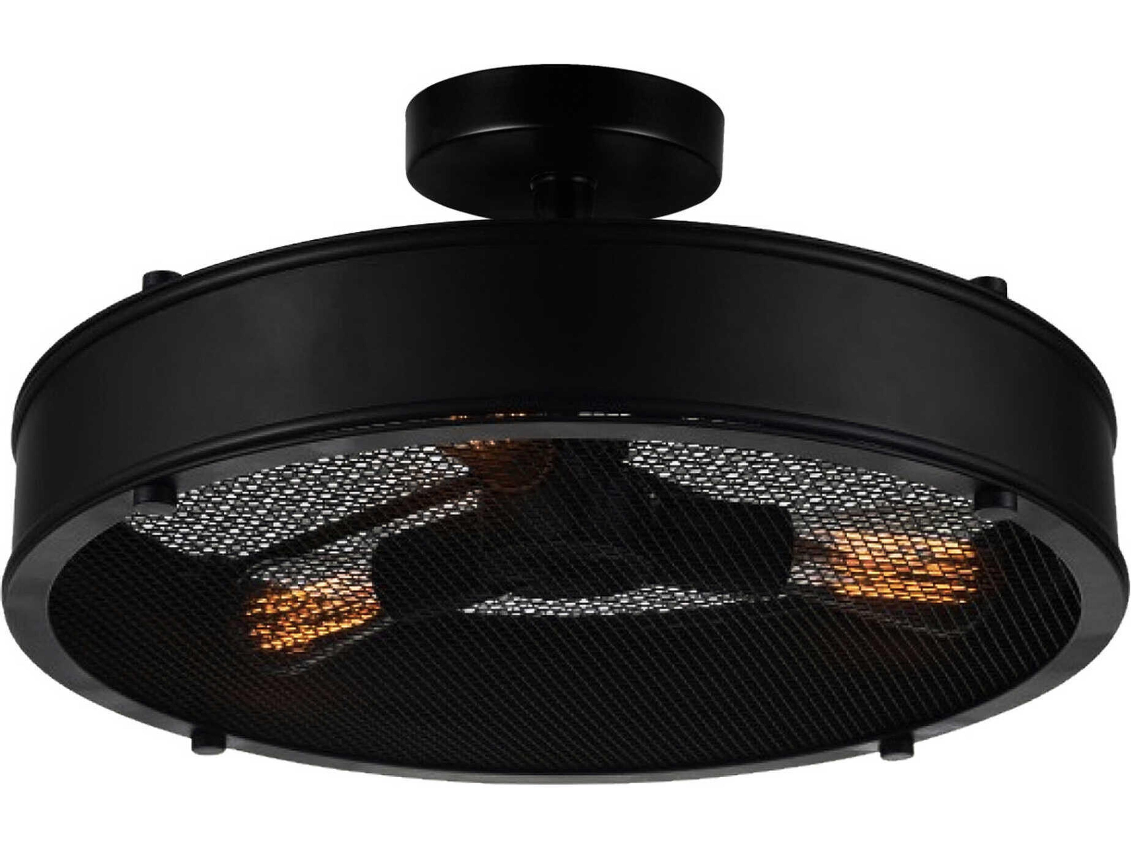 Tigris 3-Light Black Round Semi Flush Mount