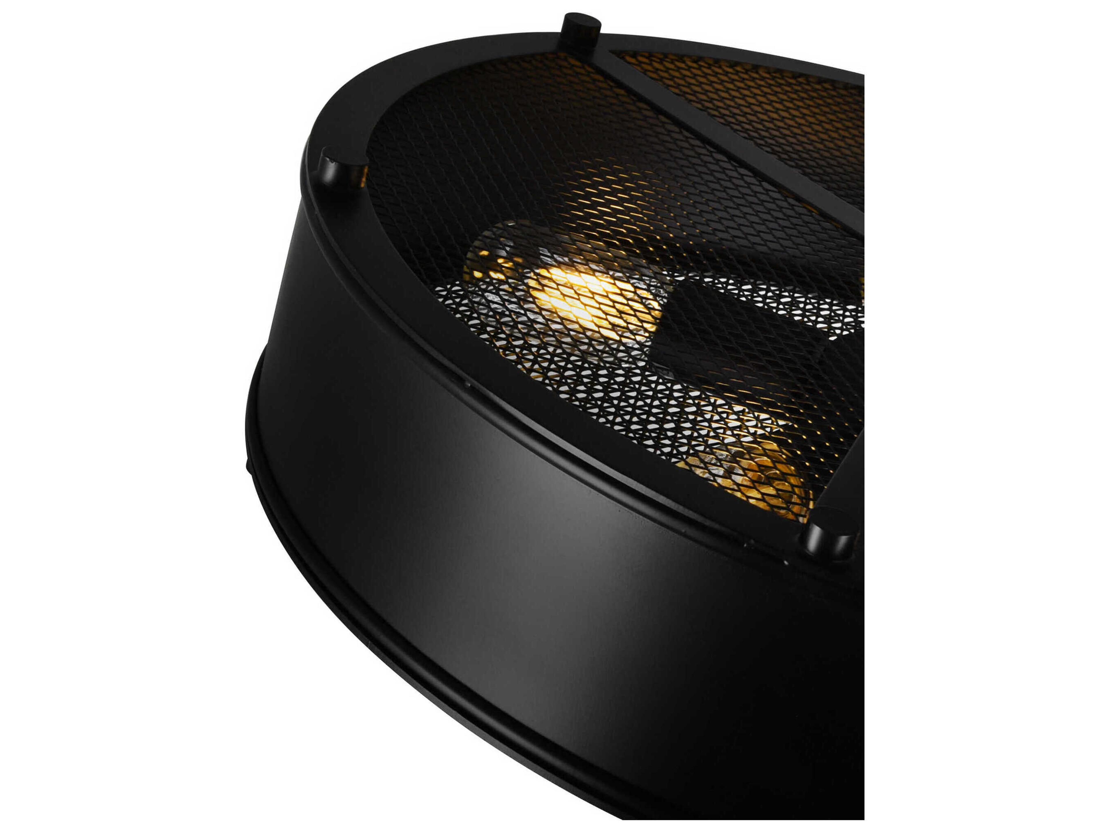 CWI Lighting Tigris 3-Light Black Round Semi Flush Mount