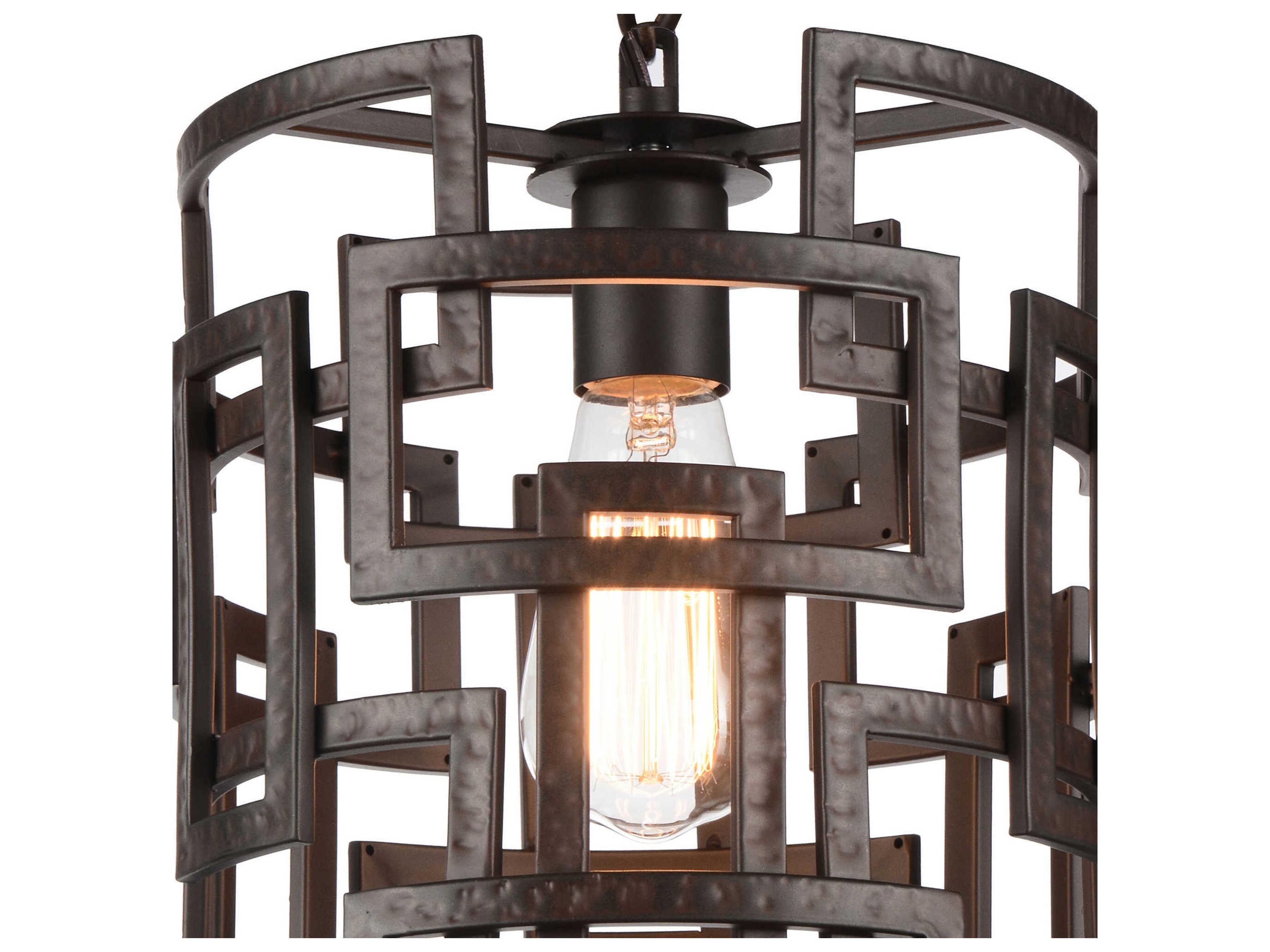 CWI Lighting Litani 1-Light Brown Geometric Mini Pendant