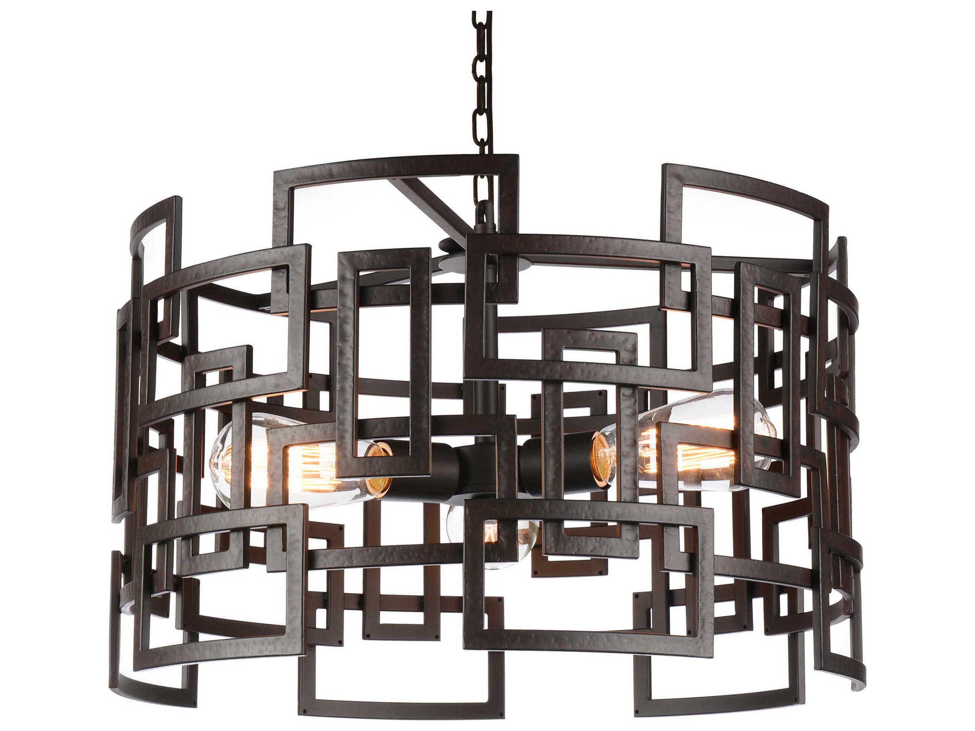 CWI Lighting Litani 3-Light Brown Geometric Pendant