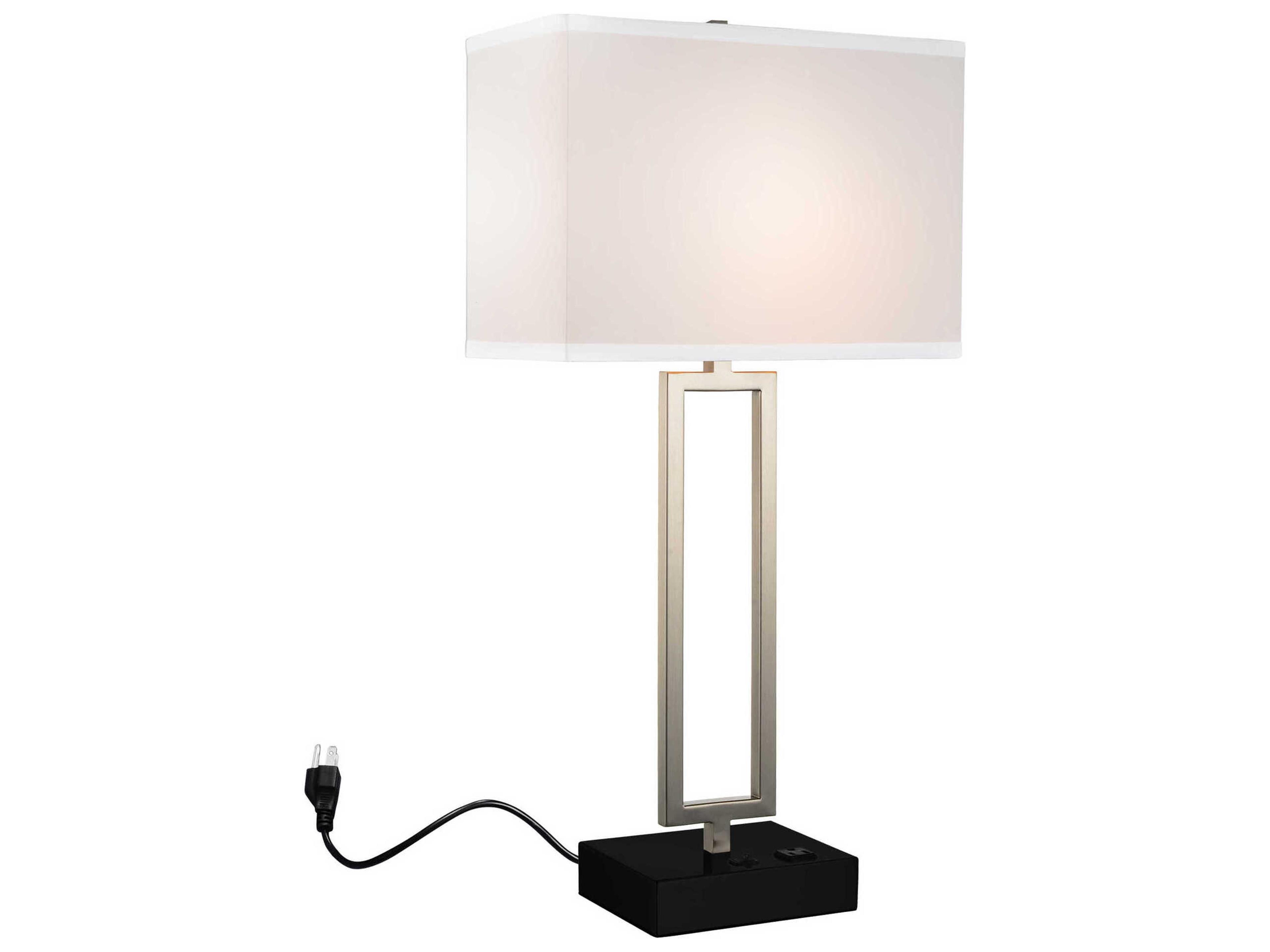 Torren Satin Nickel White Plastic Buffet Lamp