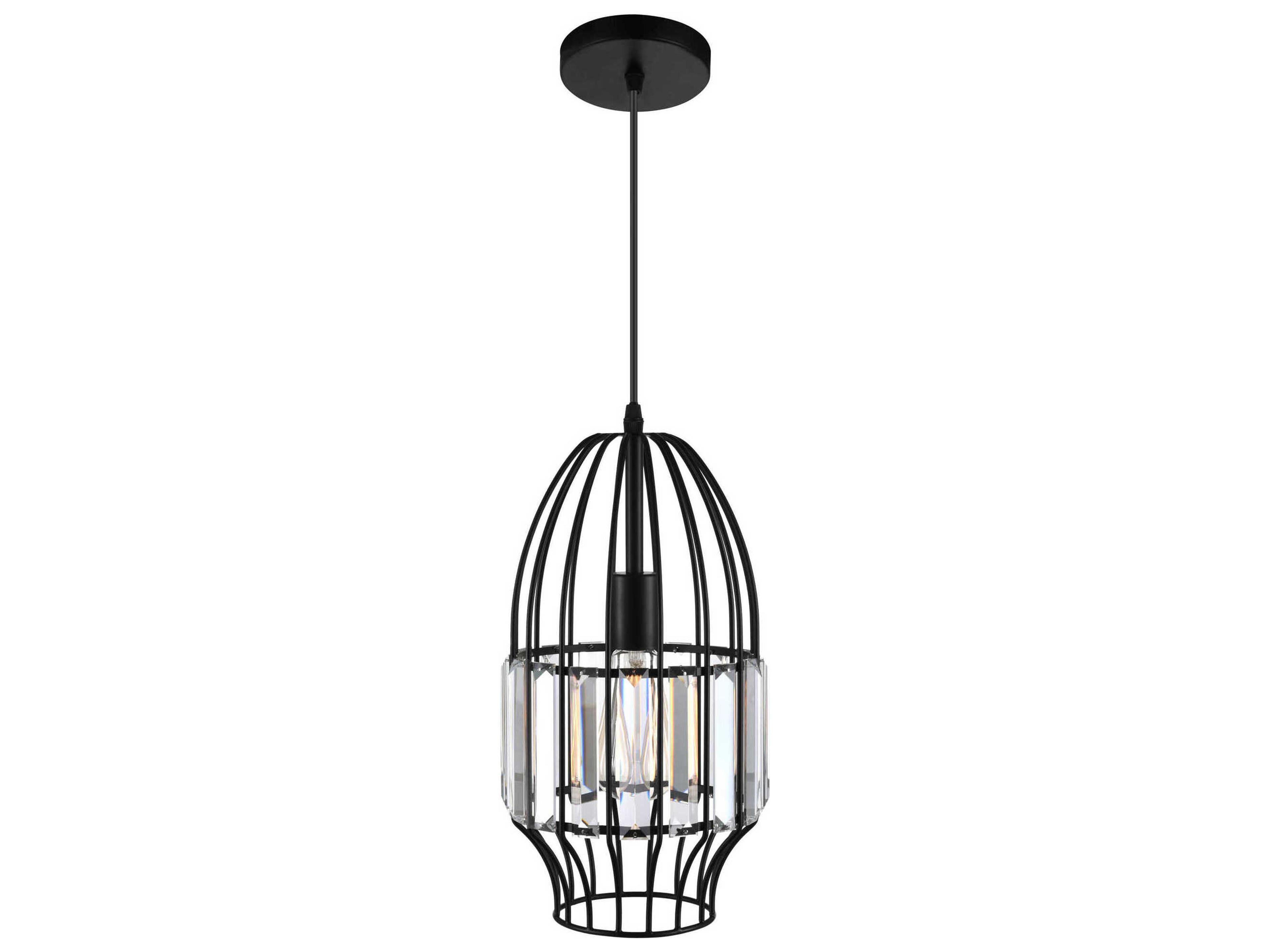 CWI Lighting Alethia 1-Light Black Mini Pendant