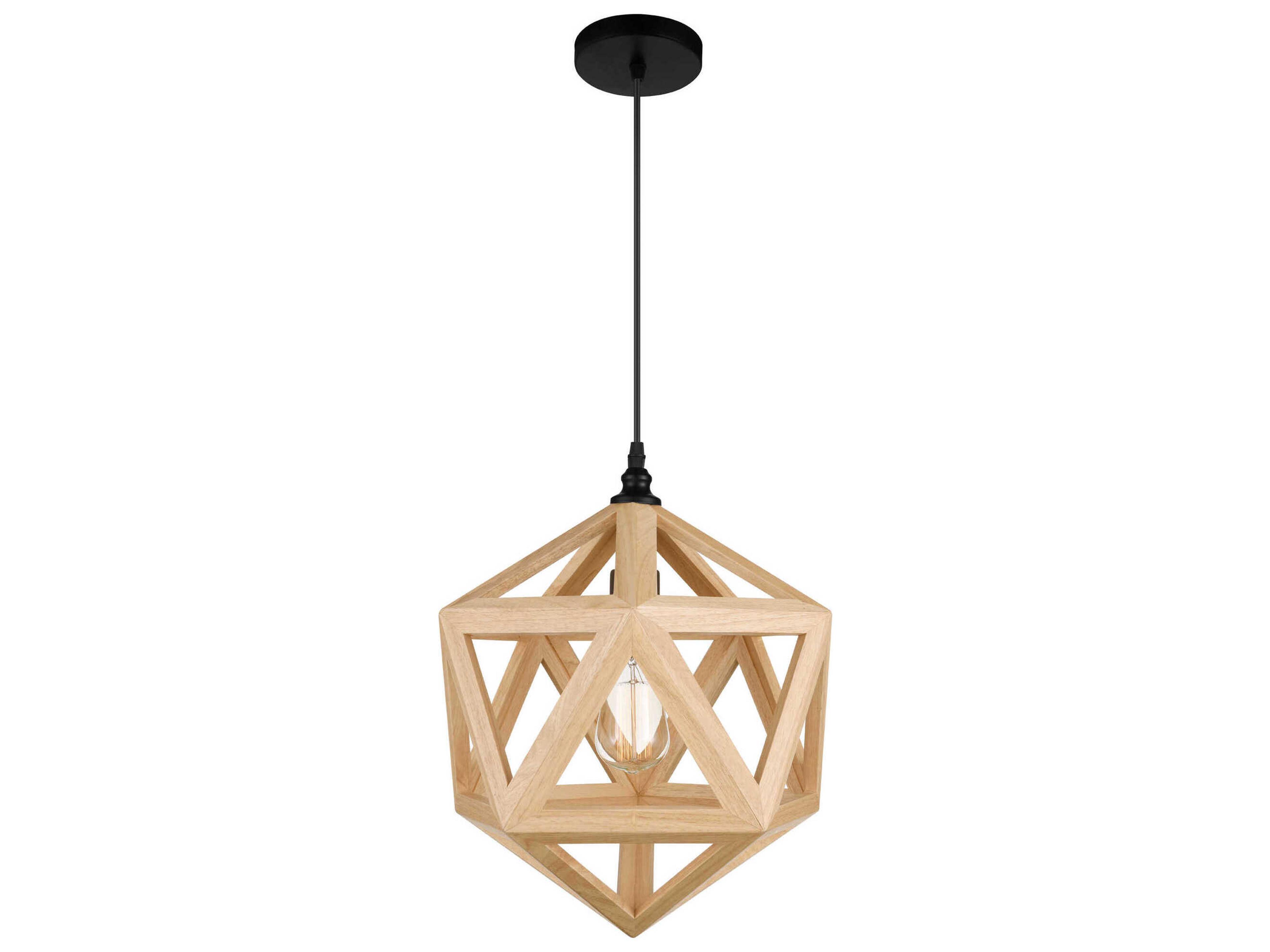 CWI Lighting Lante 1-Light Black Wood Geometric Pendant