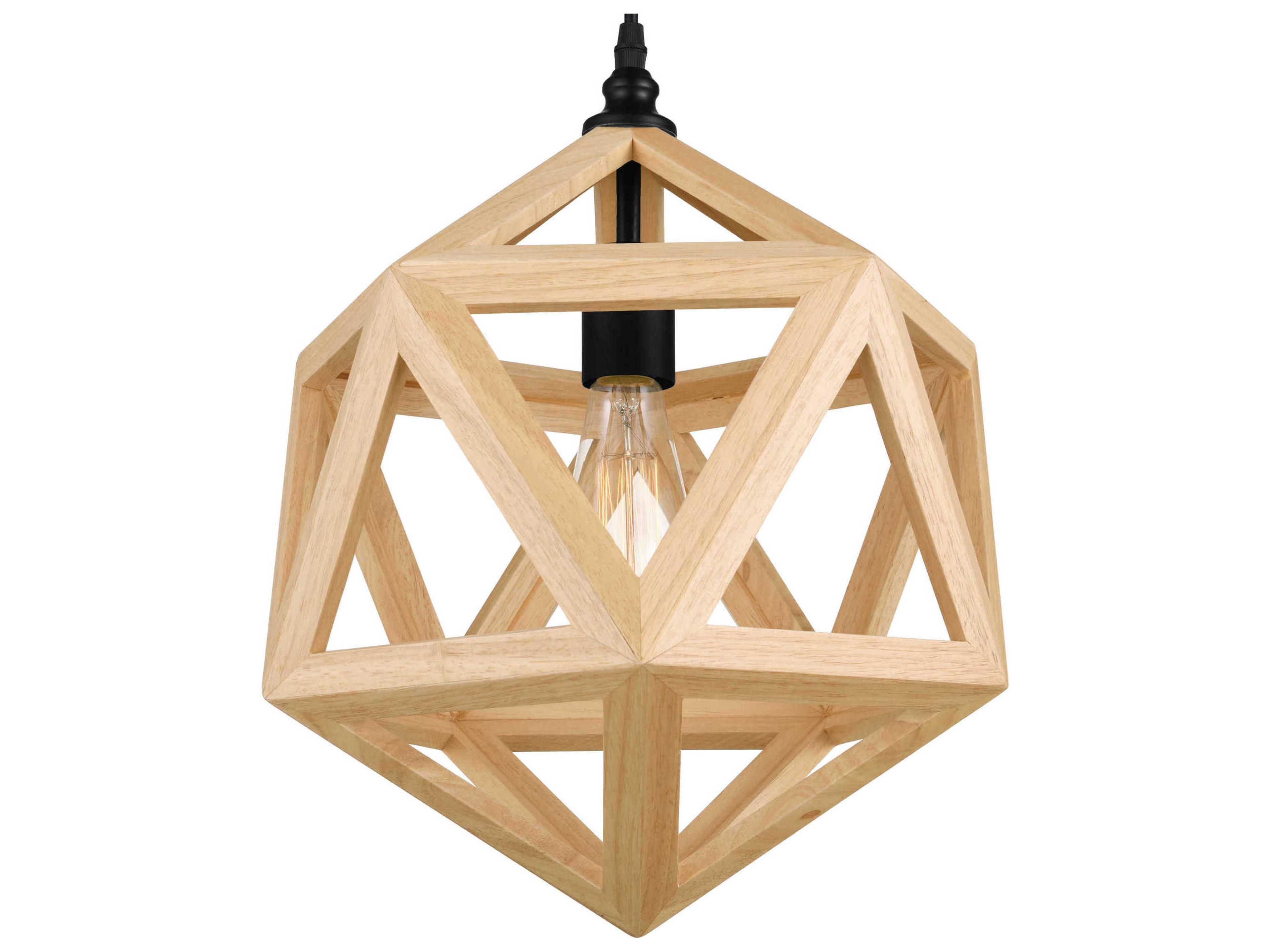 CWI Lighting Lante 1-Light Black Wood Geometric Pendant