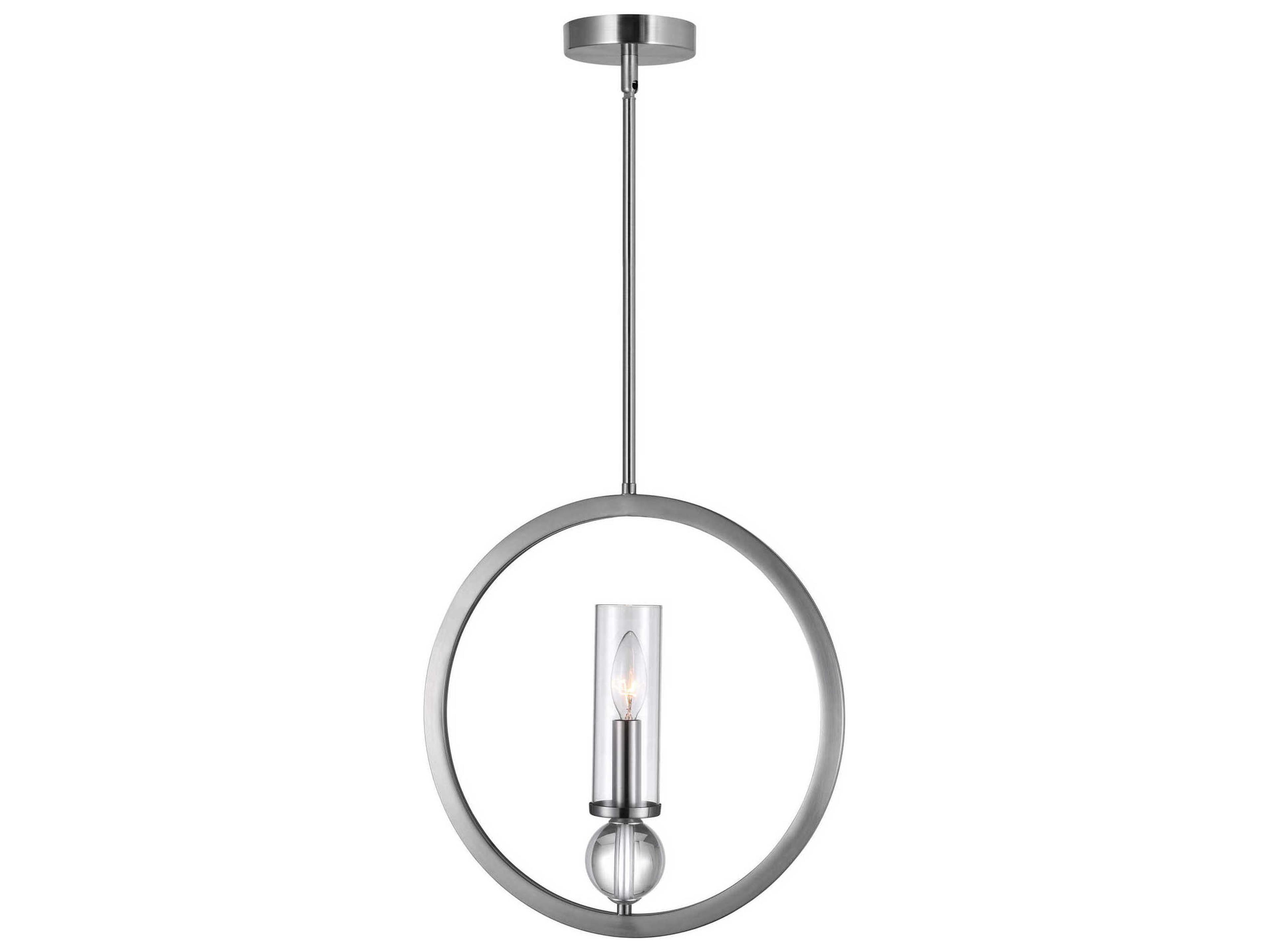 Elton 1-Light Satin Nickel Cylinder Round Pendant