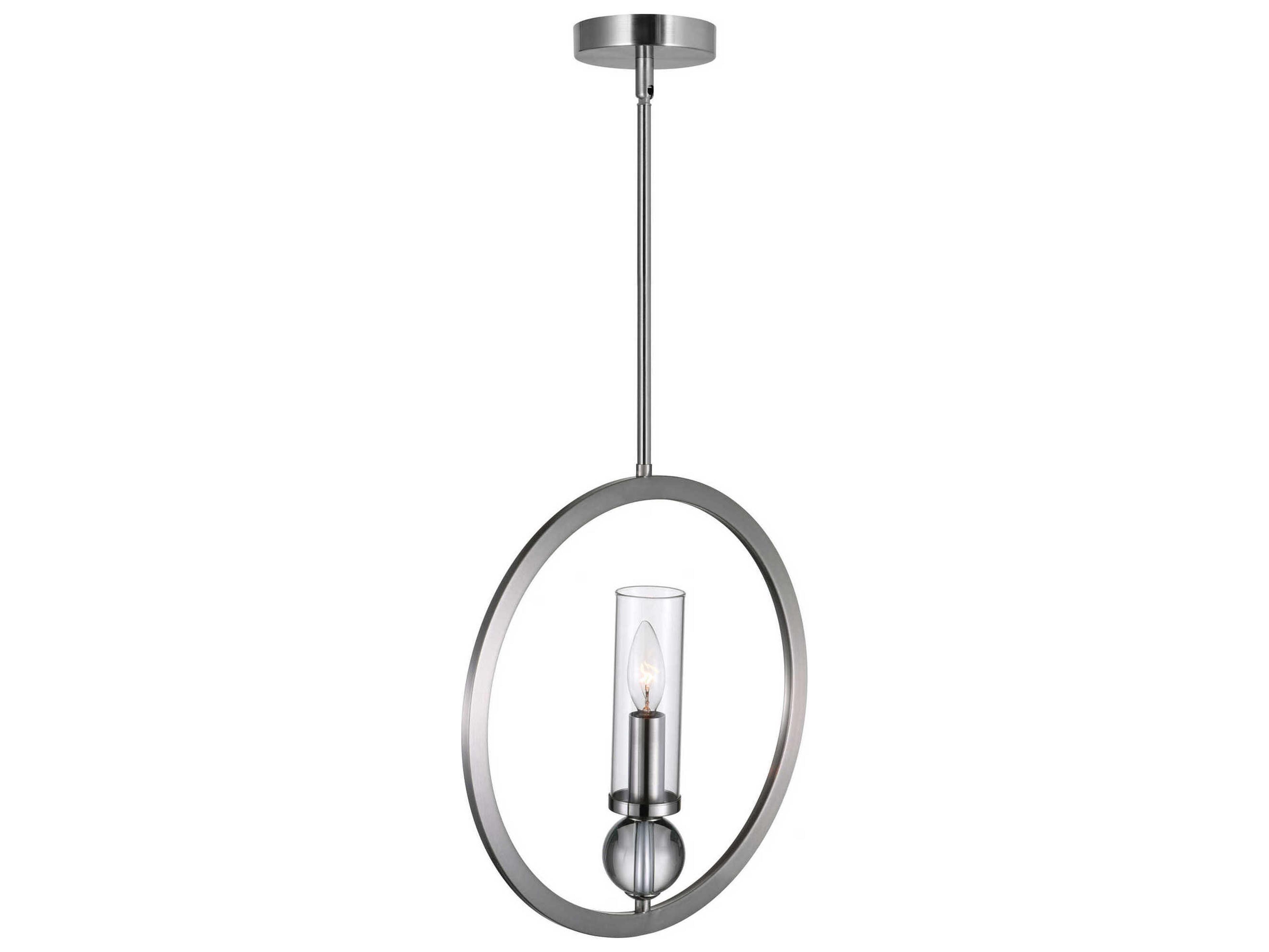 CWI Lighting Elton 1-Light Satin Nickel Cylinder Round Pendant
