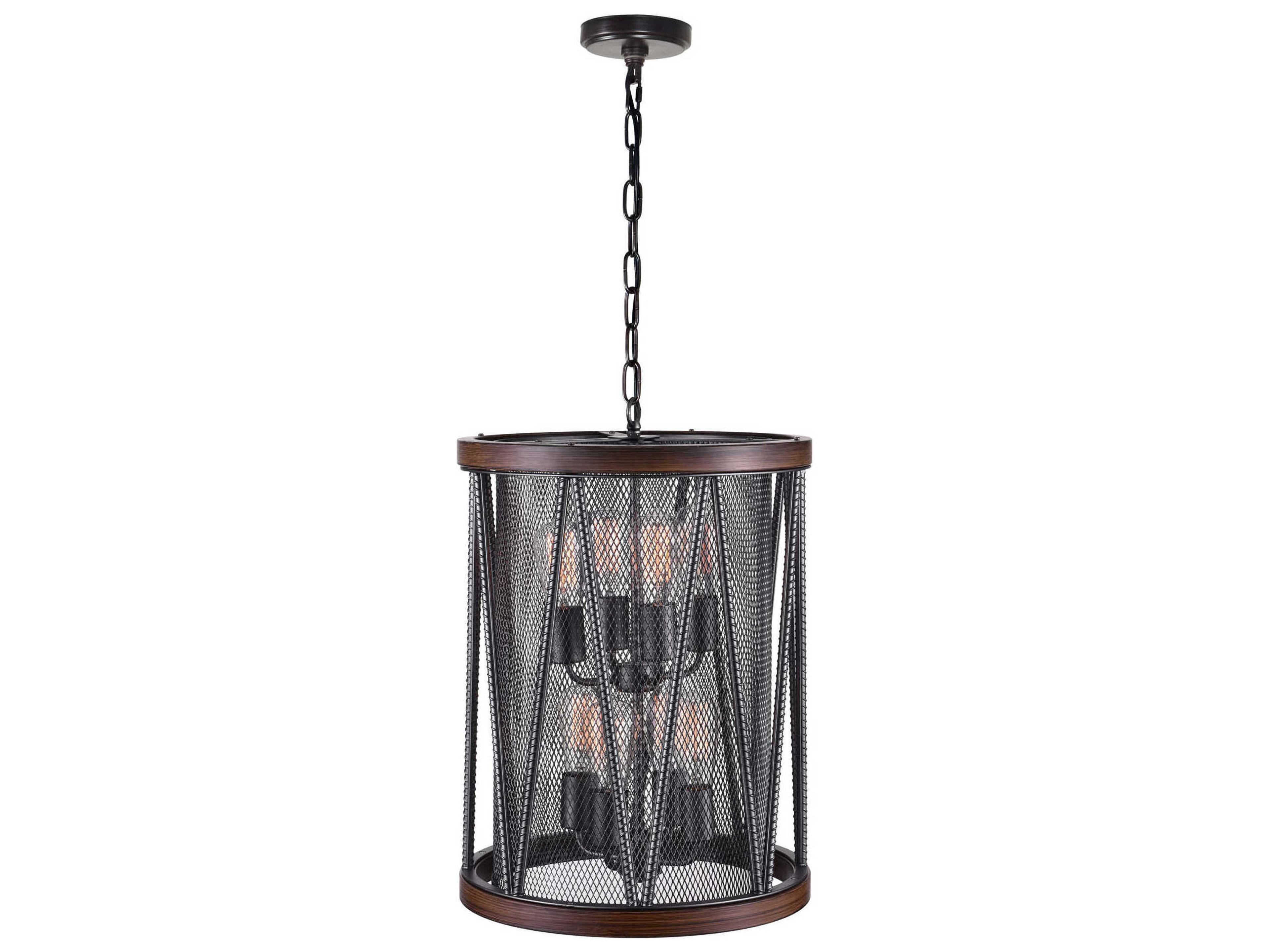 CWI Lighting Parsh 8-Light Pewter Black Drum Tiered Pendant