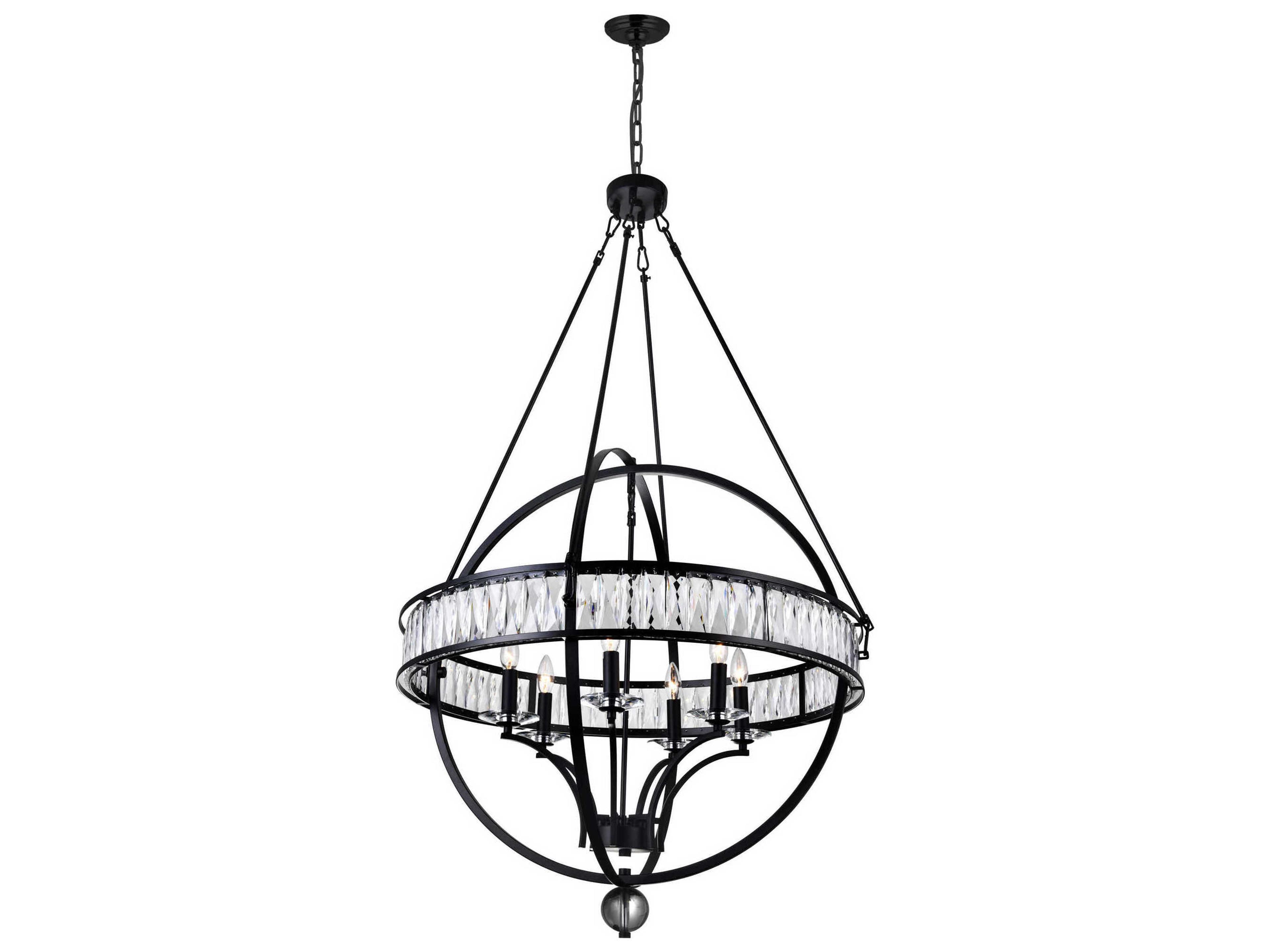 CWI Lighting Arkansas 6-Light Black Traditional Globe Chandelier