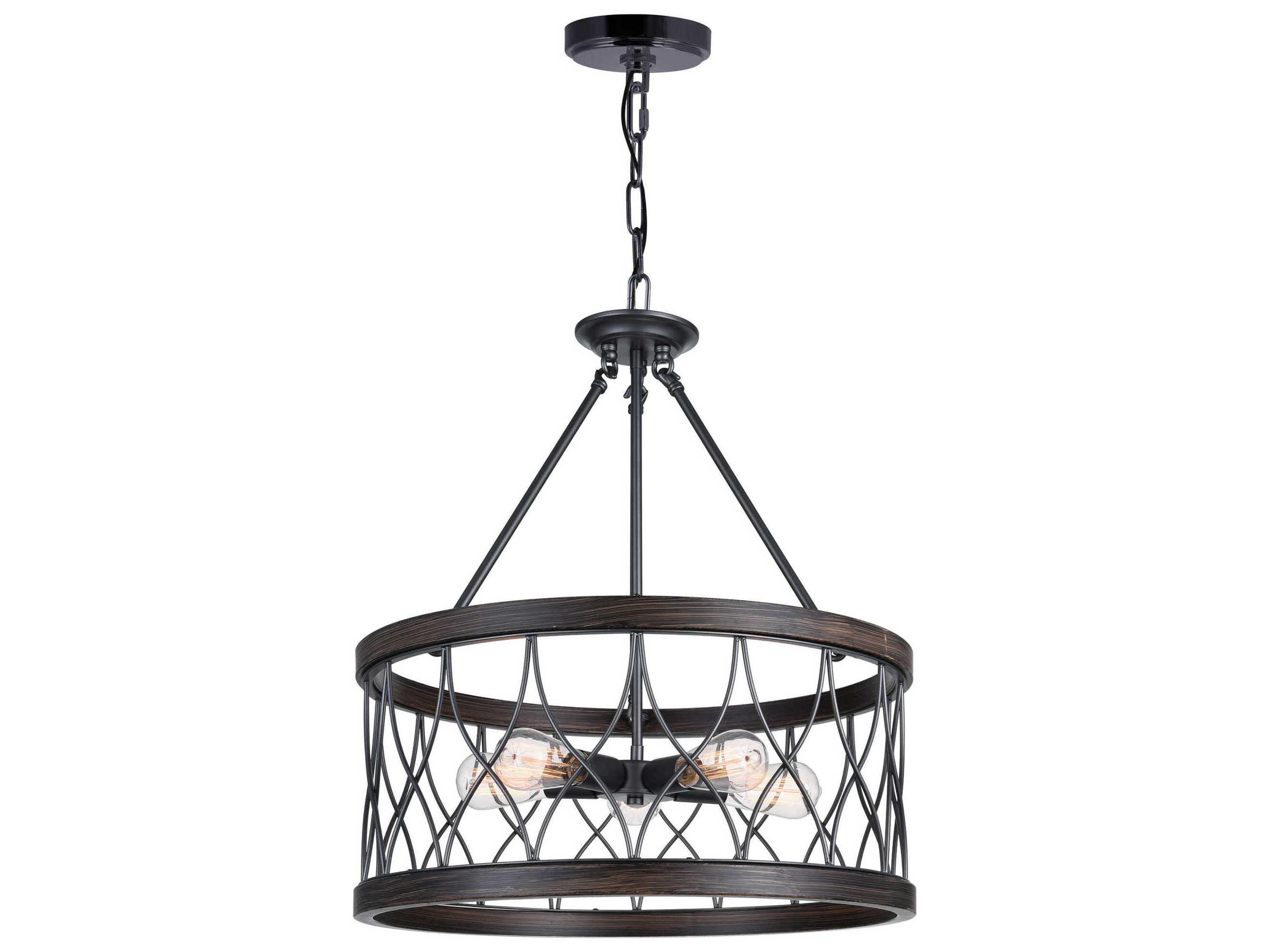 Amazon 5-Light Gun Metal Black Drum Pendant