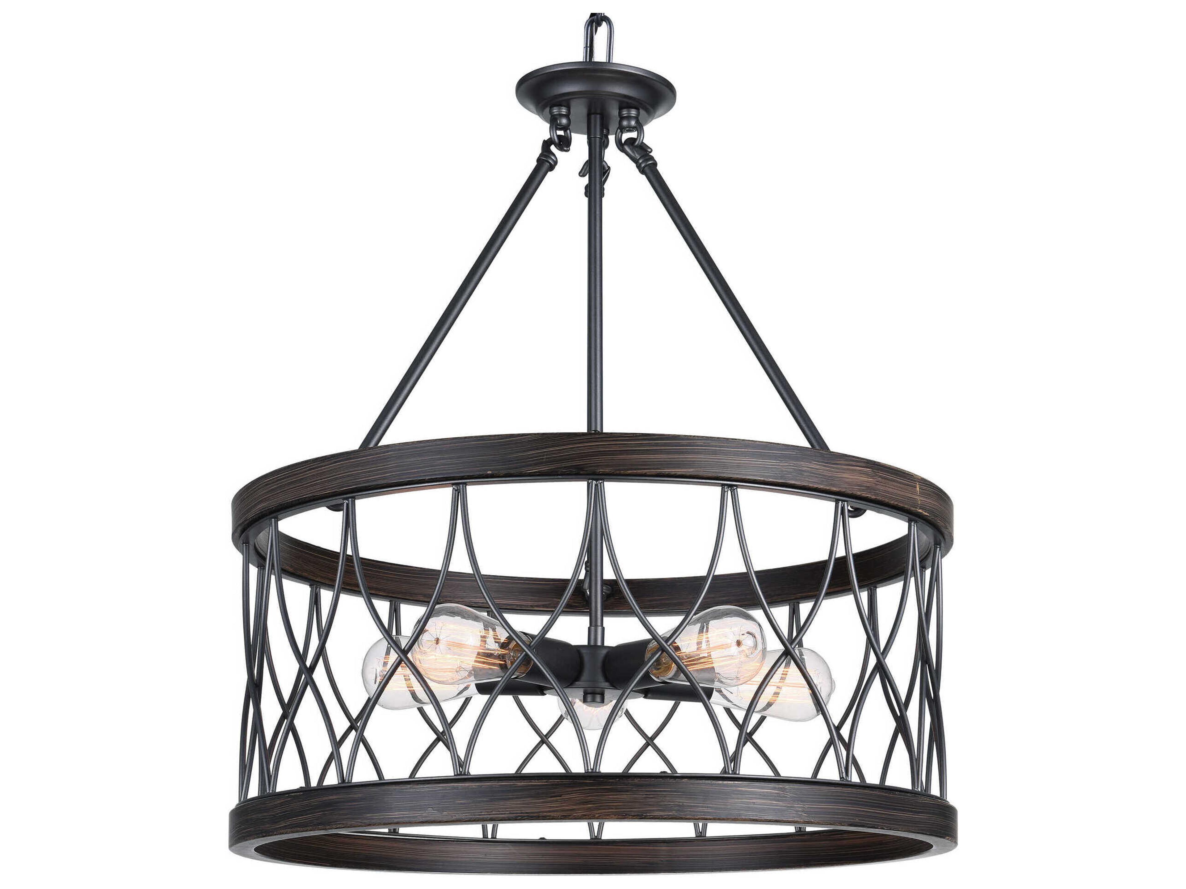 CWI Lighting Amazon 5-Light Gun Metal Black Drum Pendant