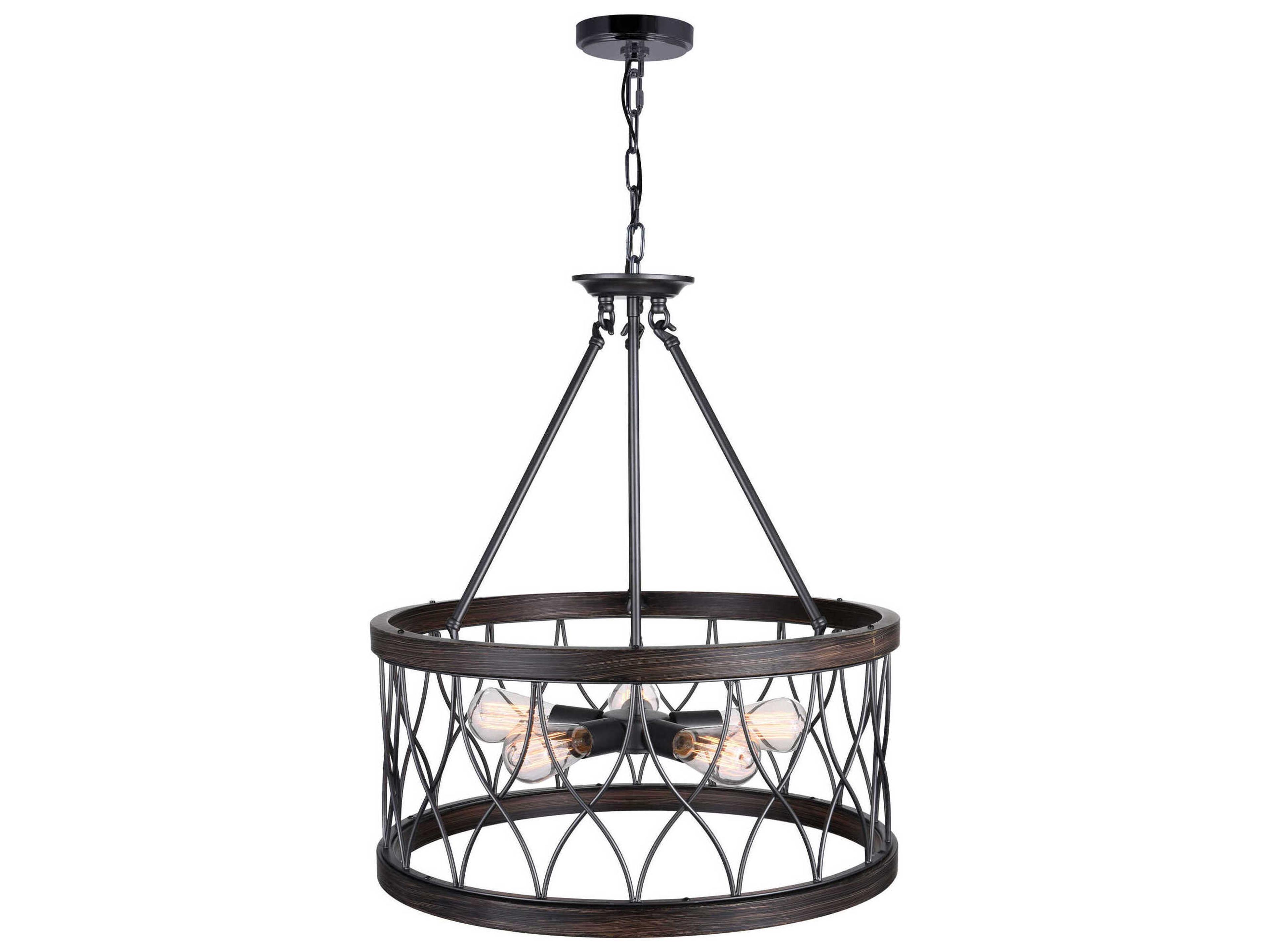 CWI Lighting Amazon 5-Light Gun Metal Black Drum Pendant