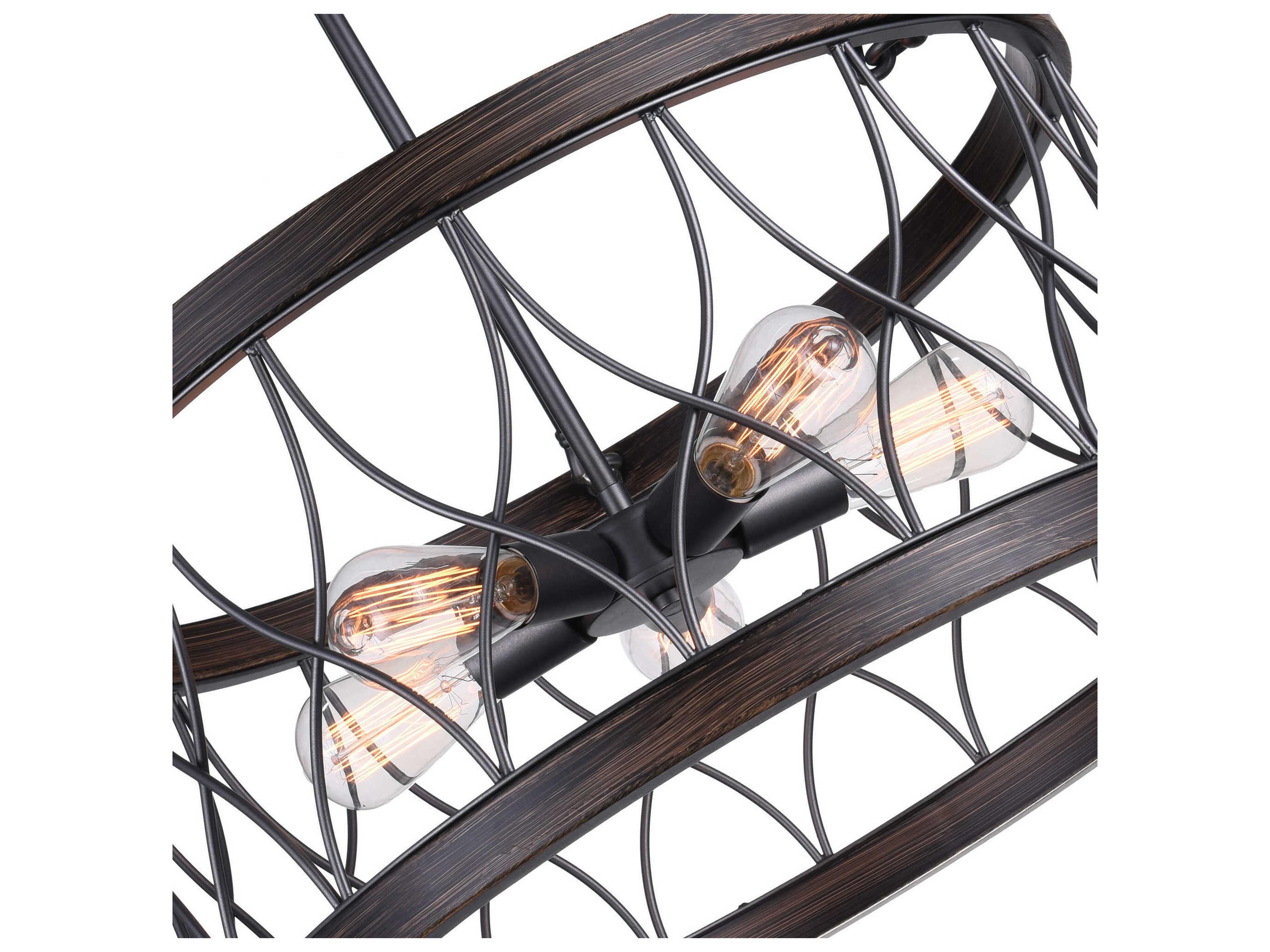 CWI Lighting Amazon 5-Light Gun Metal Black Drum Pendant