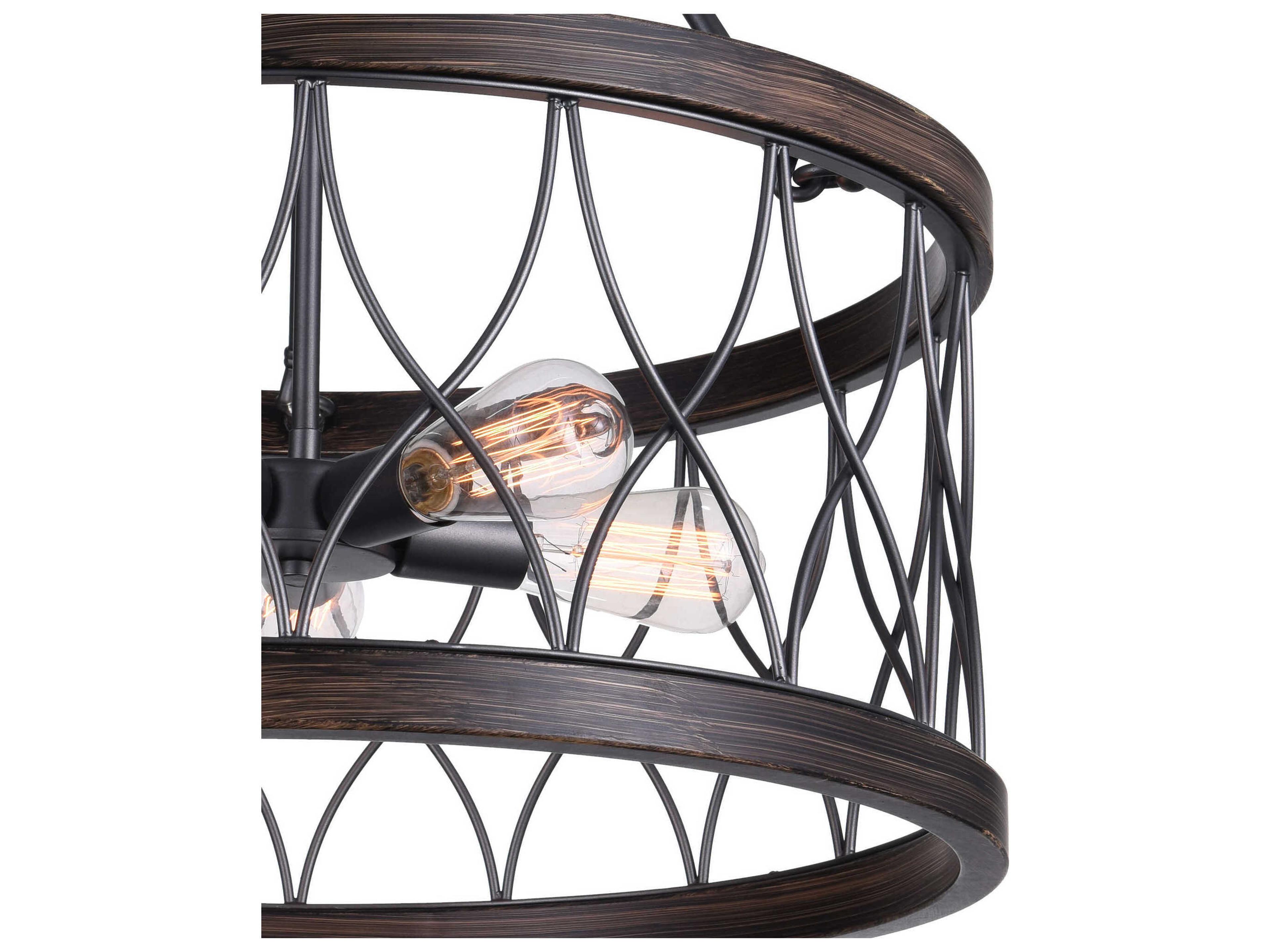 CWI Lighting Amazon 5-Light Gun Metal Black Drum Pendant