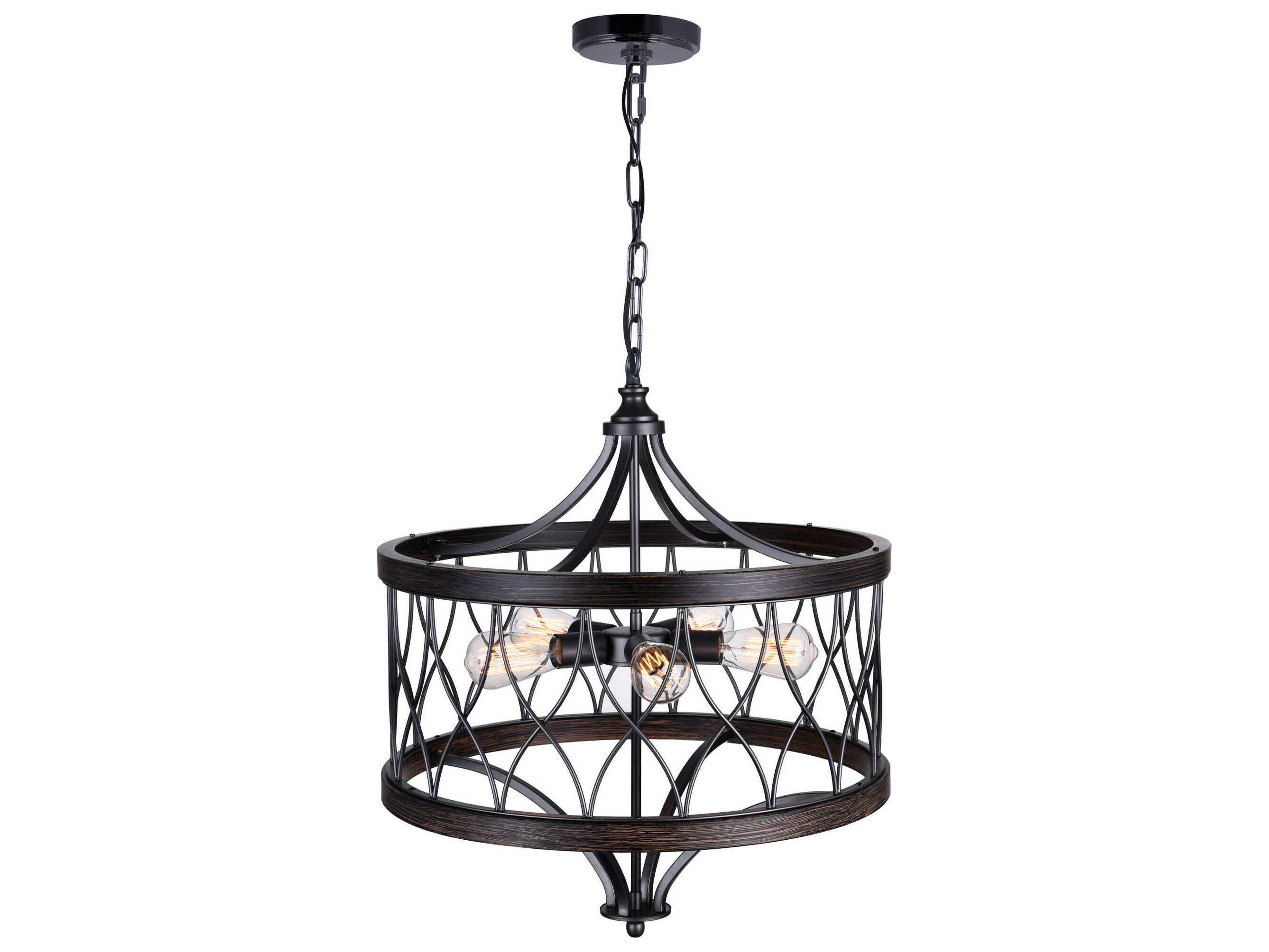 CWI Lighting Amazon 5-Light Gun Metal Black Drum Pendant