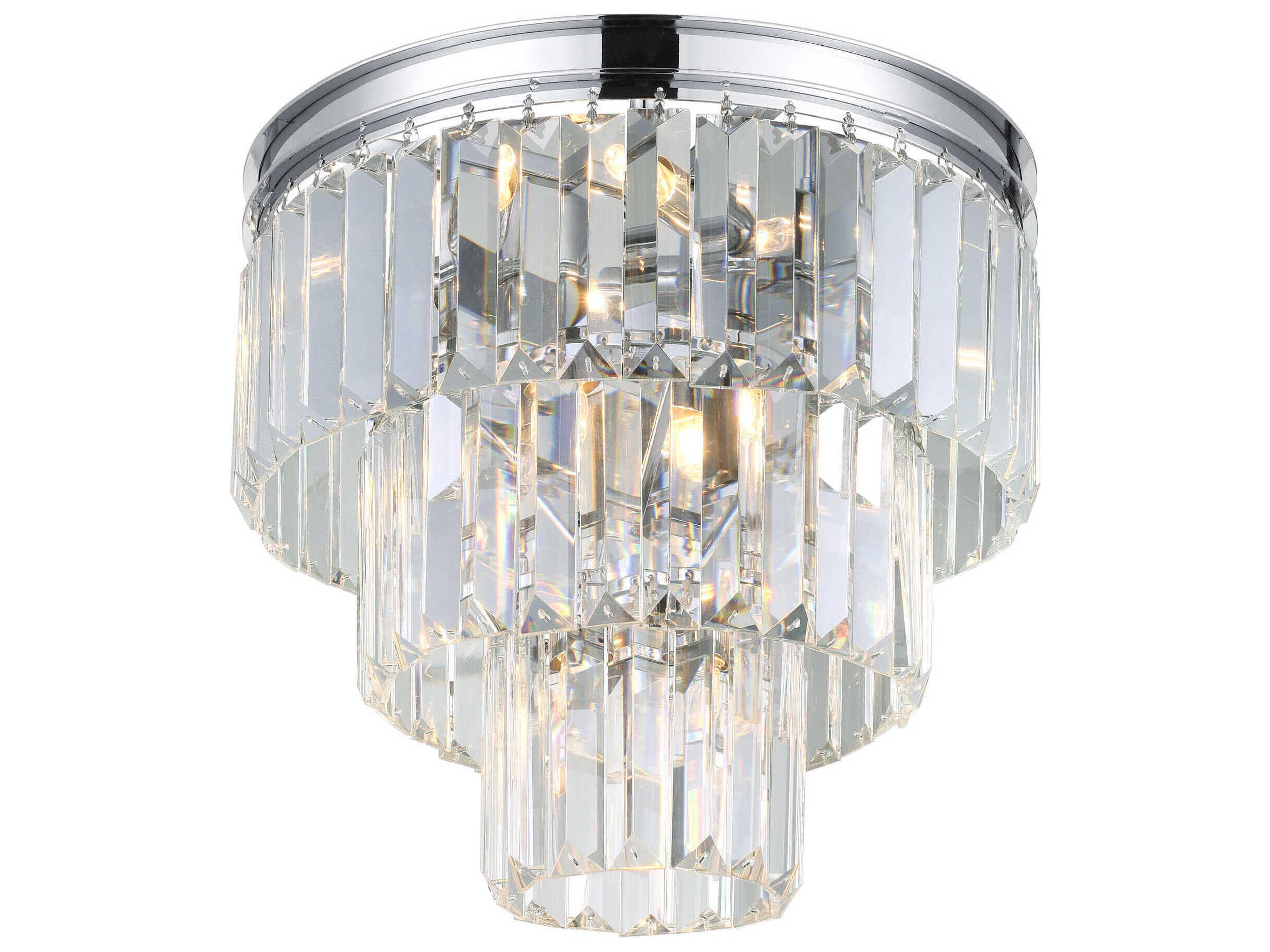 CWI Lighting Weiss 8-Light Chrome Tiered Flush Mount