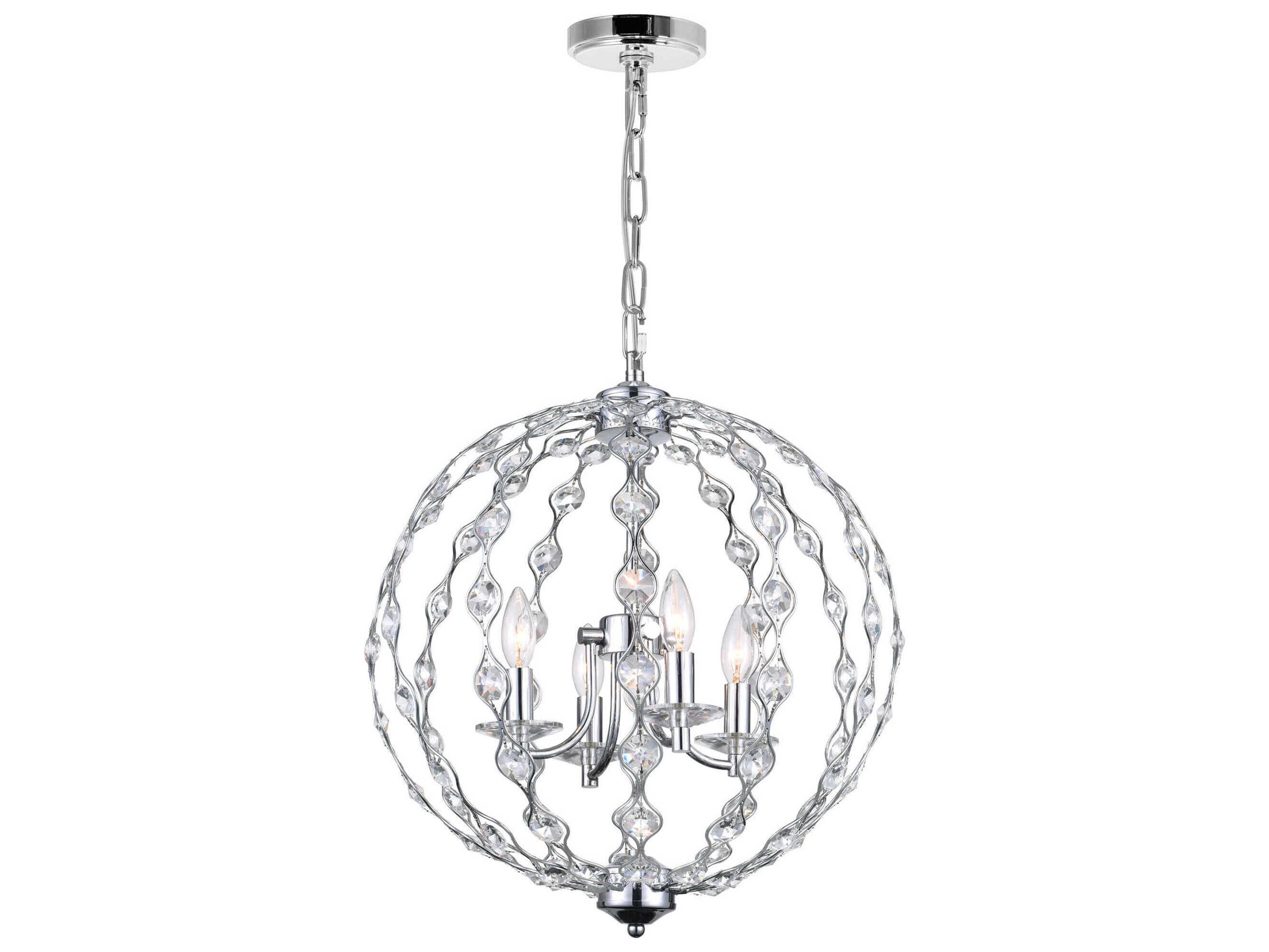 Esia 4-Light Chrome Candelabra Globe Chandelier
