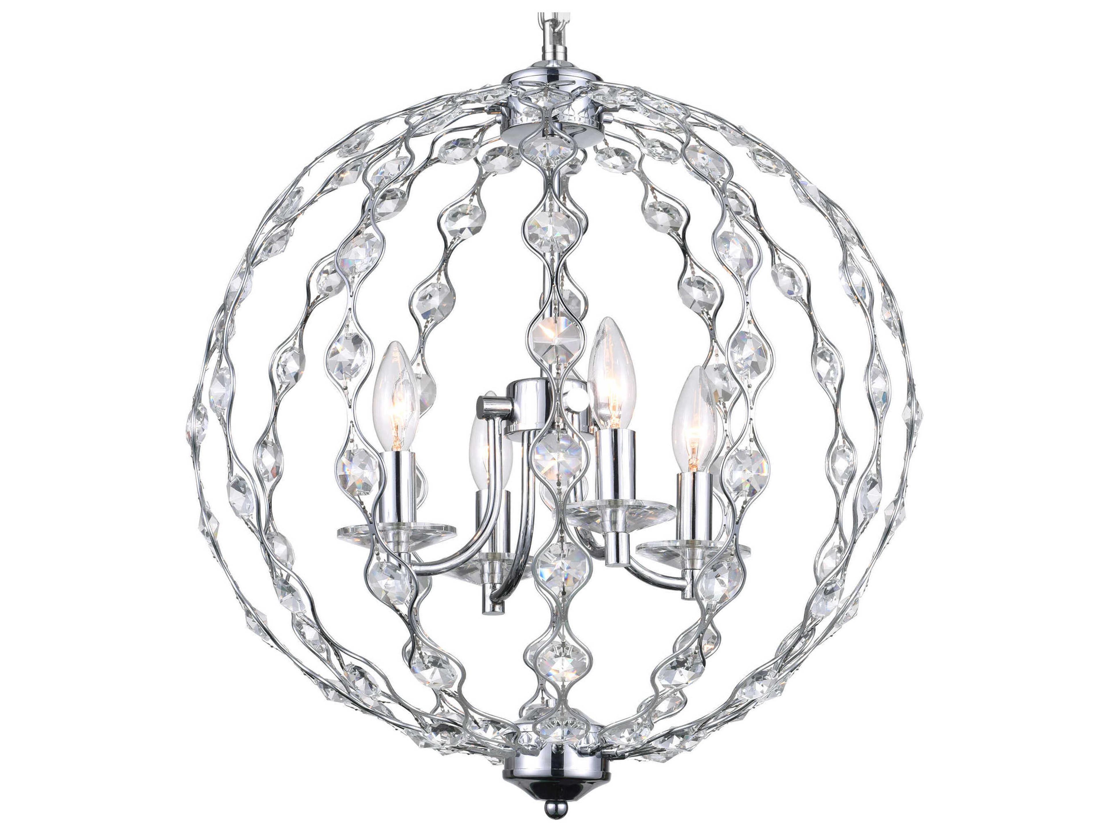 CWI Lighting Esia 4-Light Chrome Candelabra Globe Chandelier